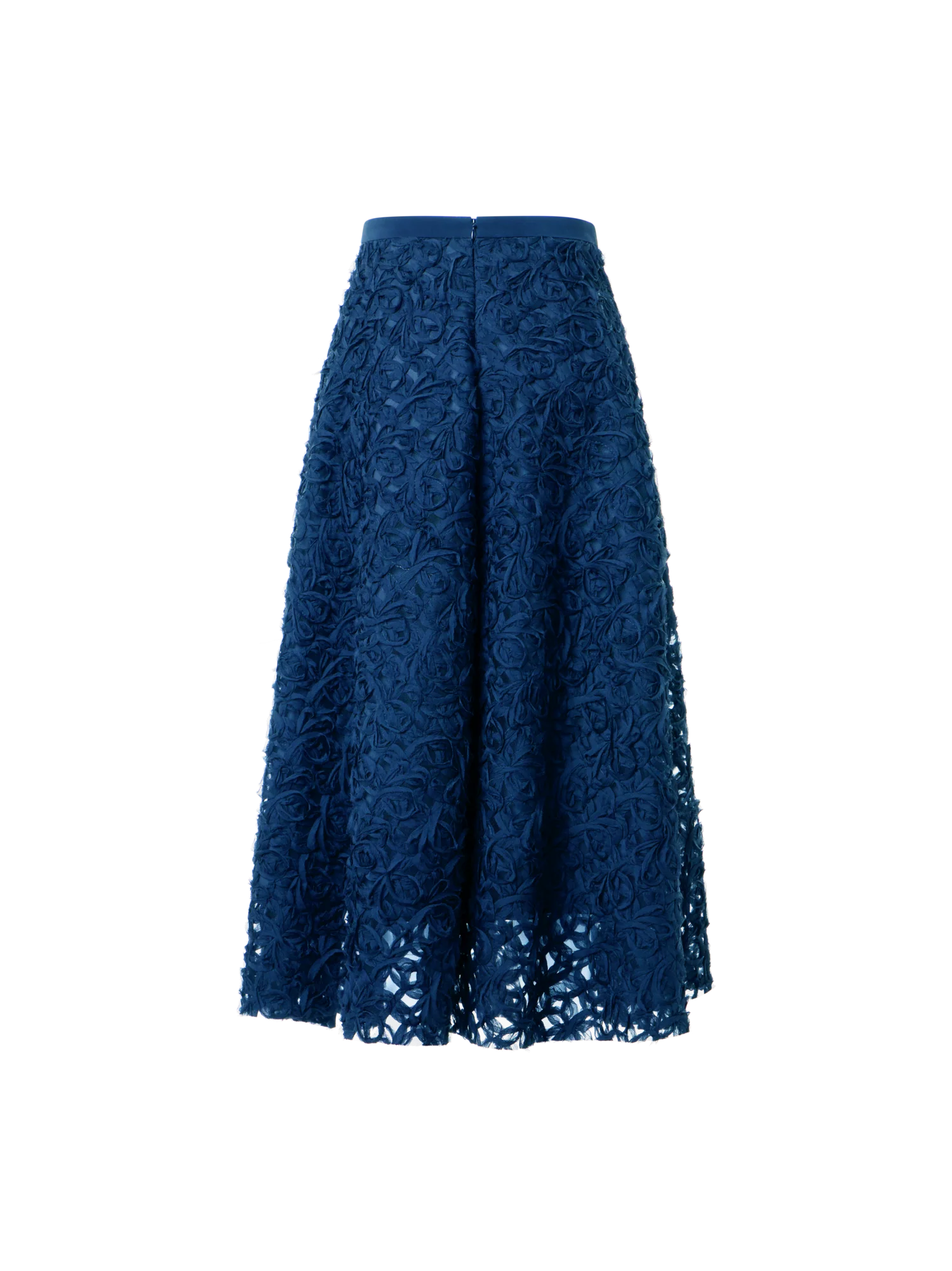 Flared Carnation Embroidered Tulle Midi Skirt - Image 2