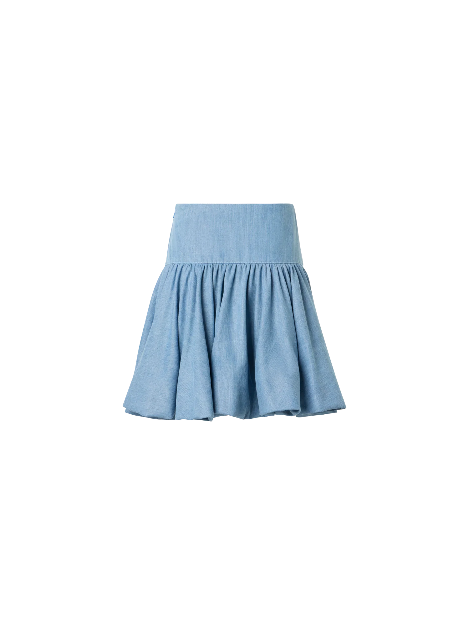 Flared Flounced Mini Viscose Denim Skirt