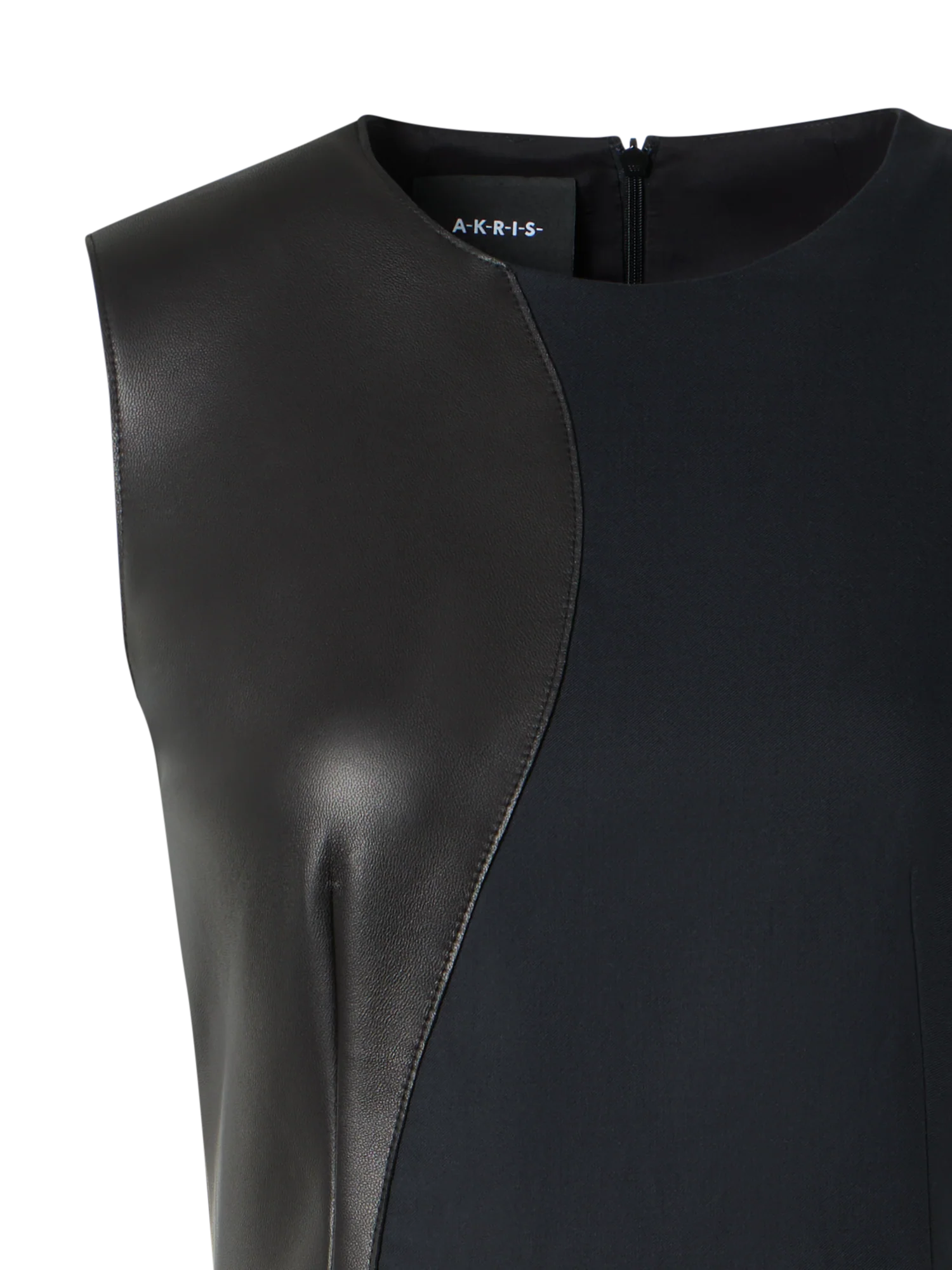 Flared Midi Dress with Leather Patchwork - Image 3