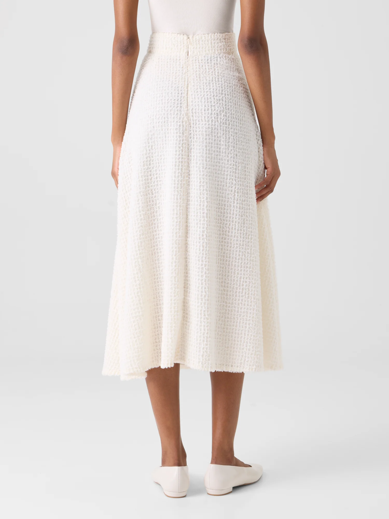 Flared Midi Skirt in Fringed Grid - Image 7