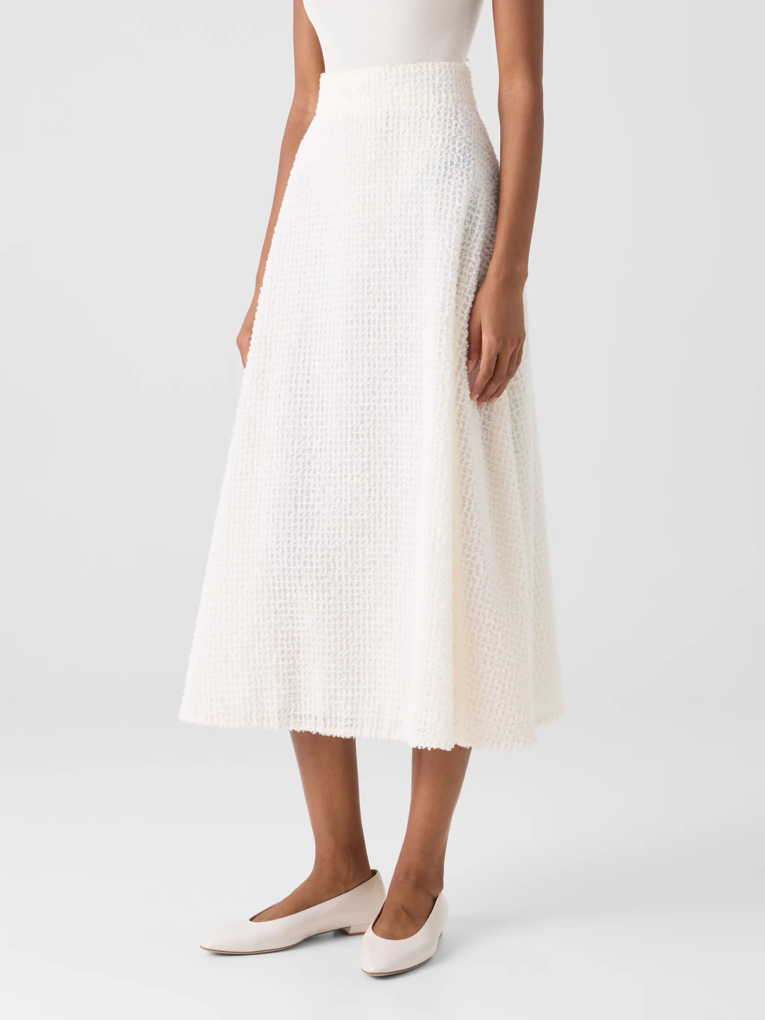 Flared Midi Skirt in Fringed Grid - Image 8