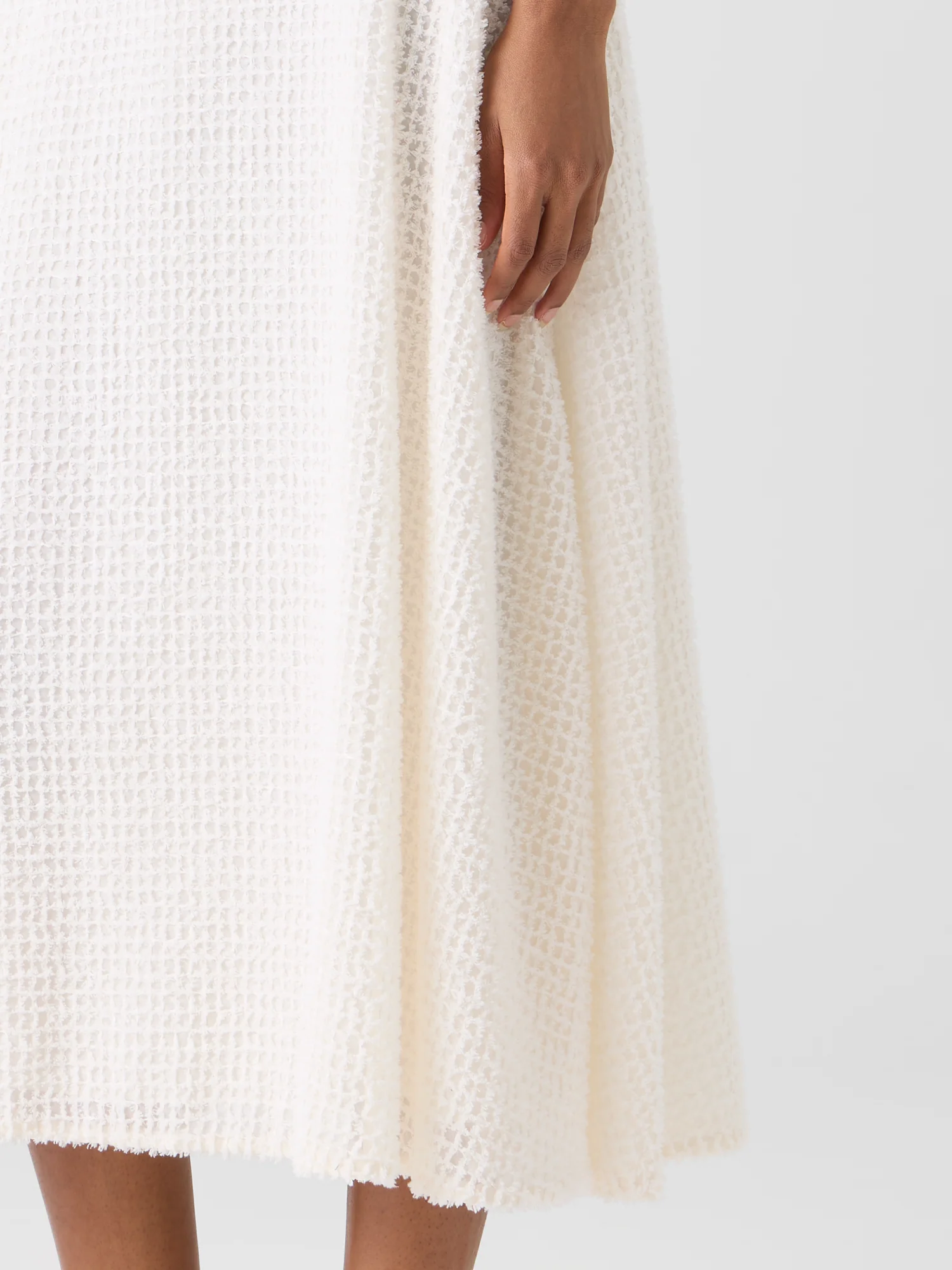 Flared Midi Skirt in Fringed Grid - Image 9