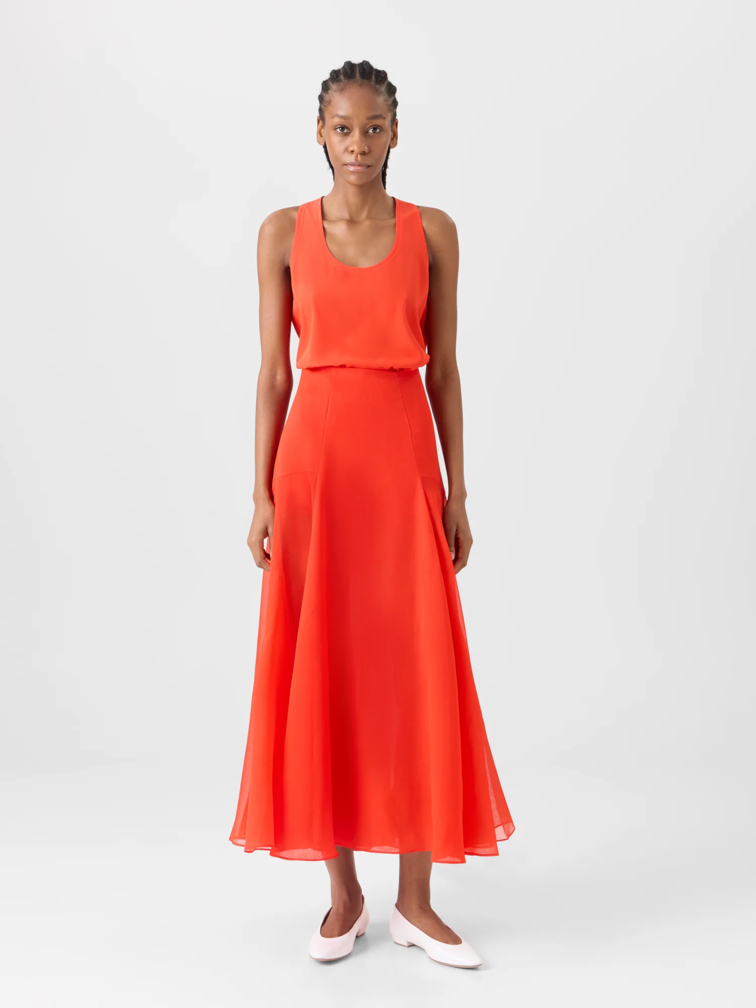 Flared Midi Skirt in Silk Organza - Image 2