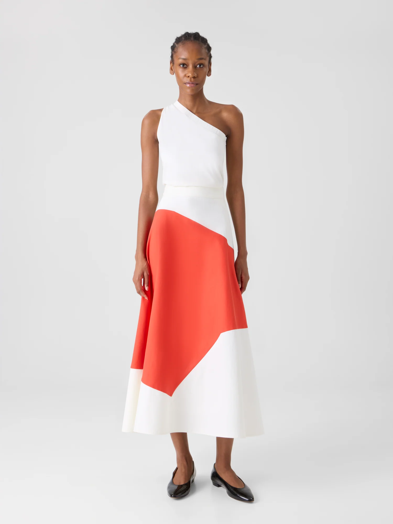 Flared Midi Skirt with Polygon Patchwork - Image 2