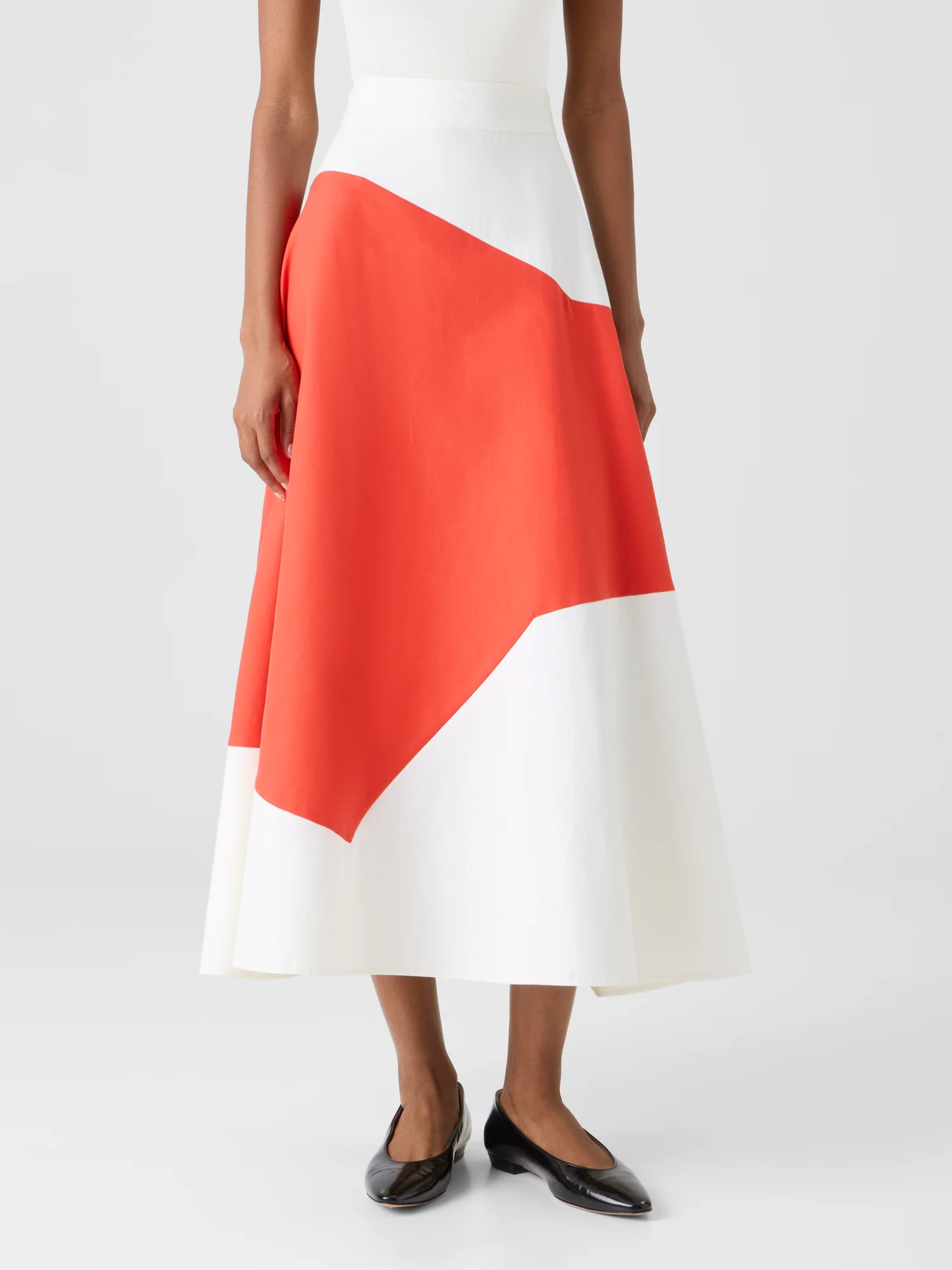 Flared Midi Skirt with Polygon Patchwork - Image 4