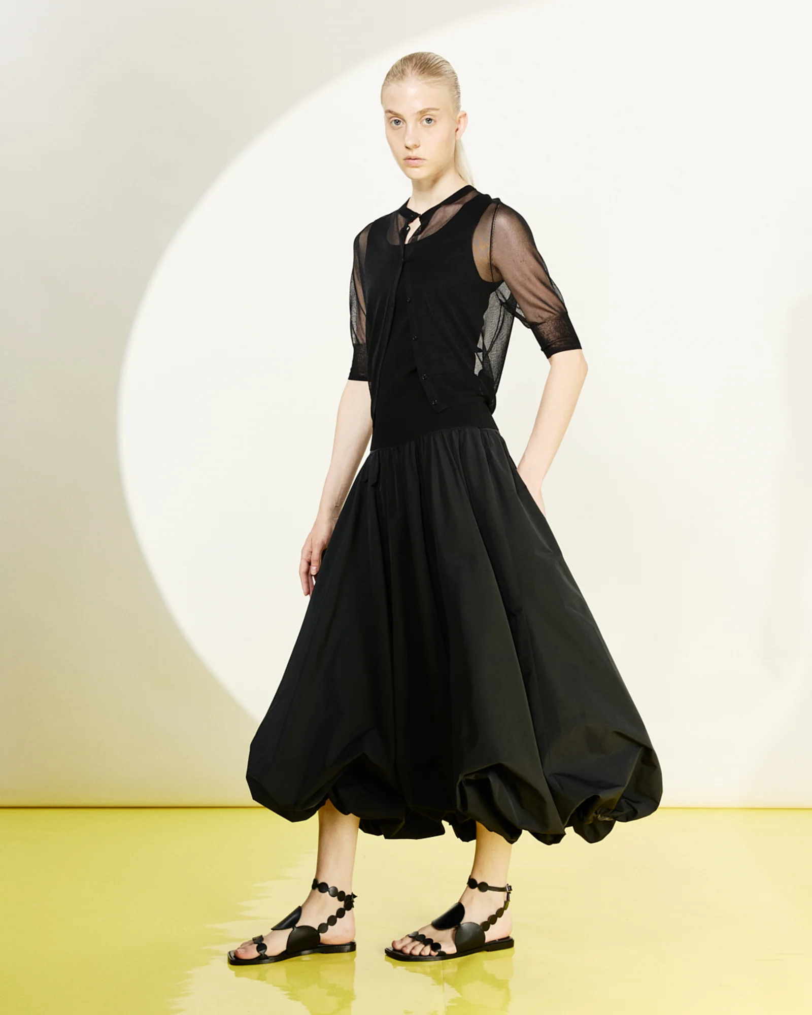 Flounced Midi Taffeta Skirt - Image 2