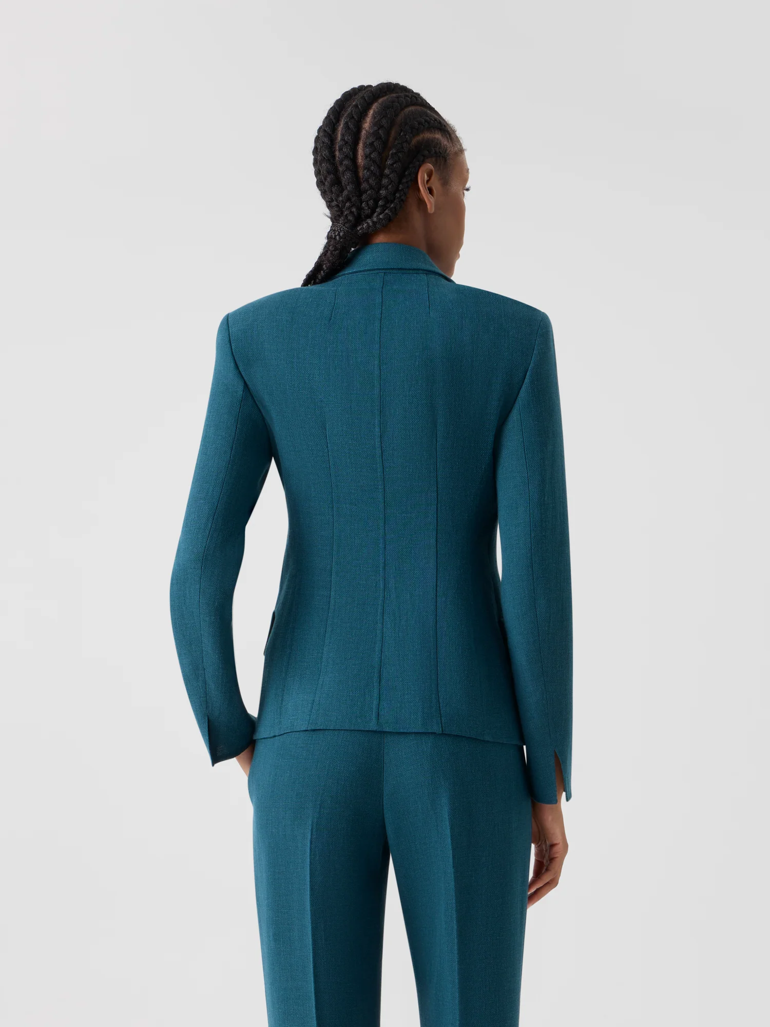 Hannah Fitted Double-Breasted Linen Wool Jacket - Image 6
