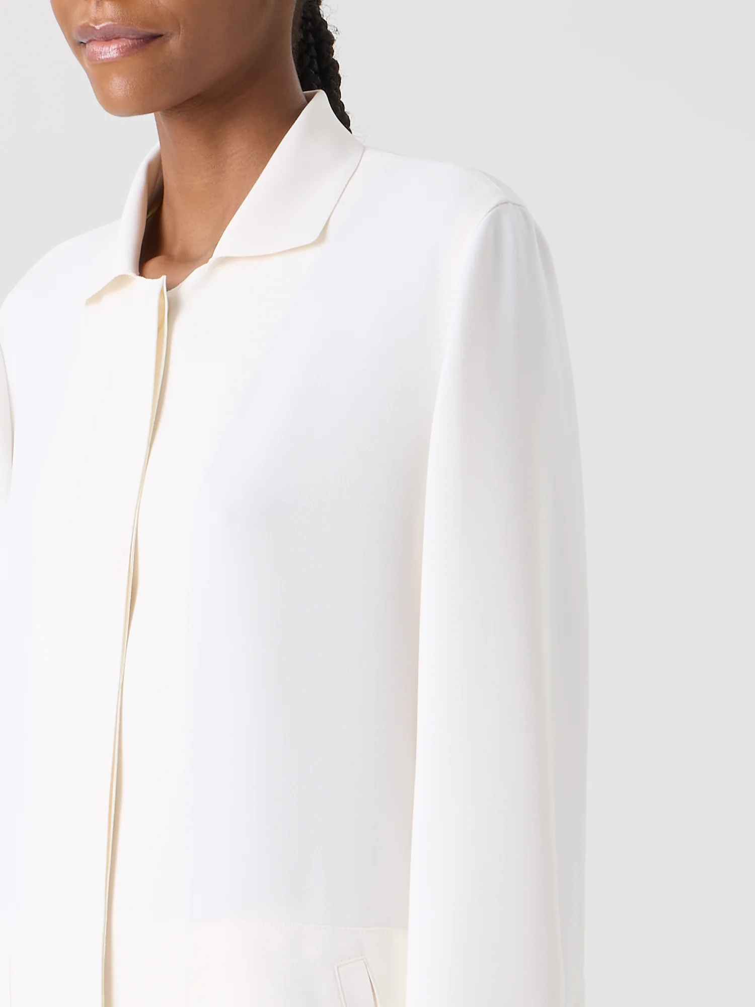 Harp Long Techno Crêpe Jacket with Patch Pocket - Image 4