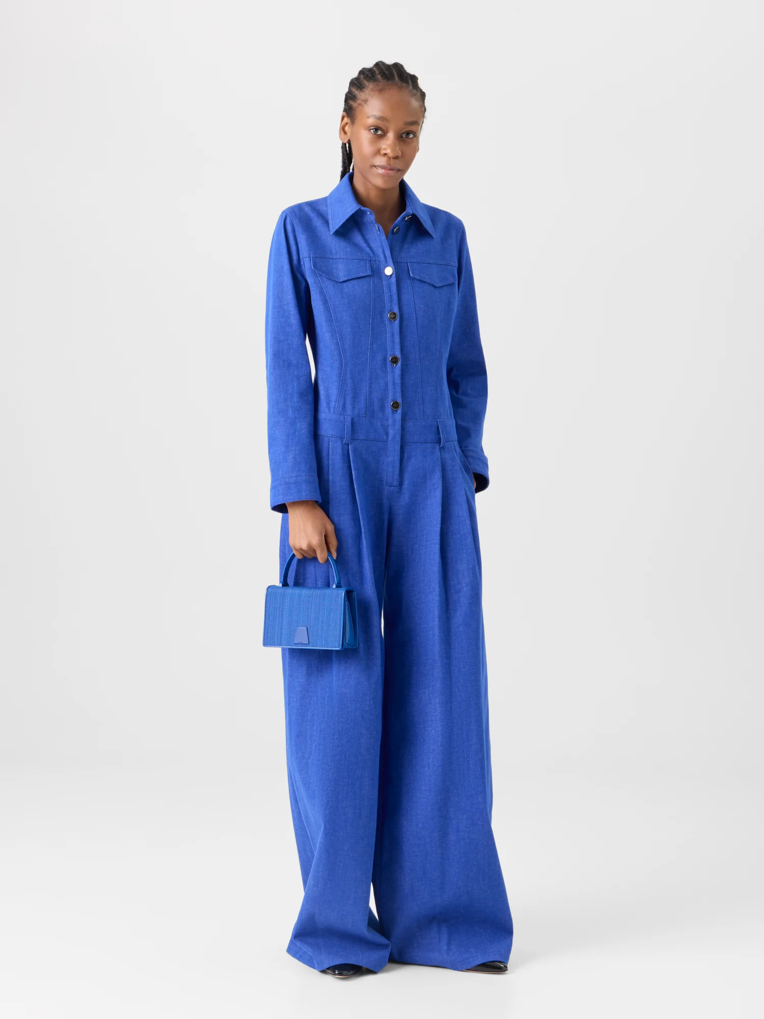 Hellan Fitted Jumpsuit in Cotton Denim - Image 2