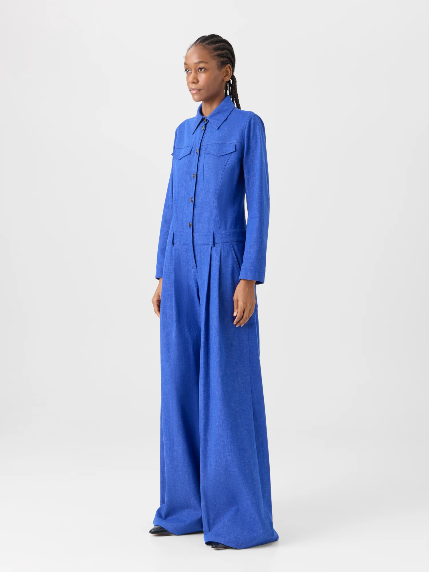 Hellan Fitted Jumpsuit in Cotton Denim - Image 5