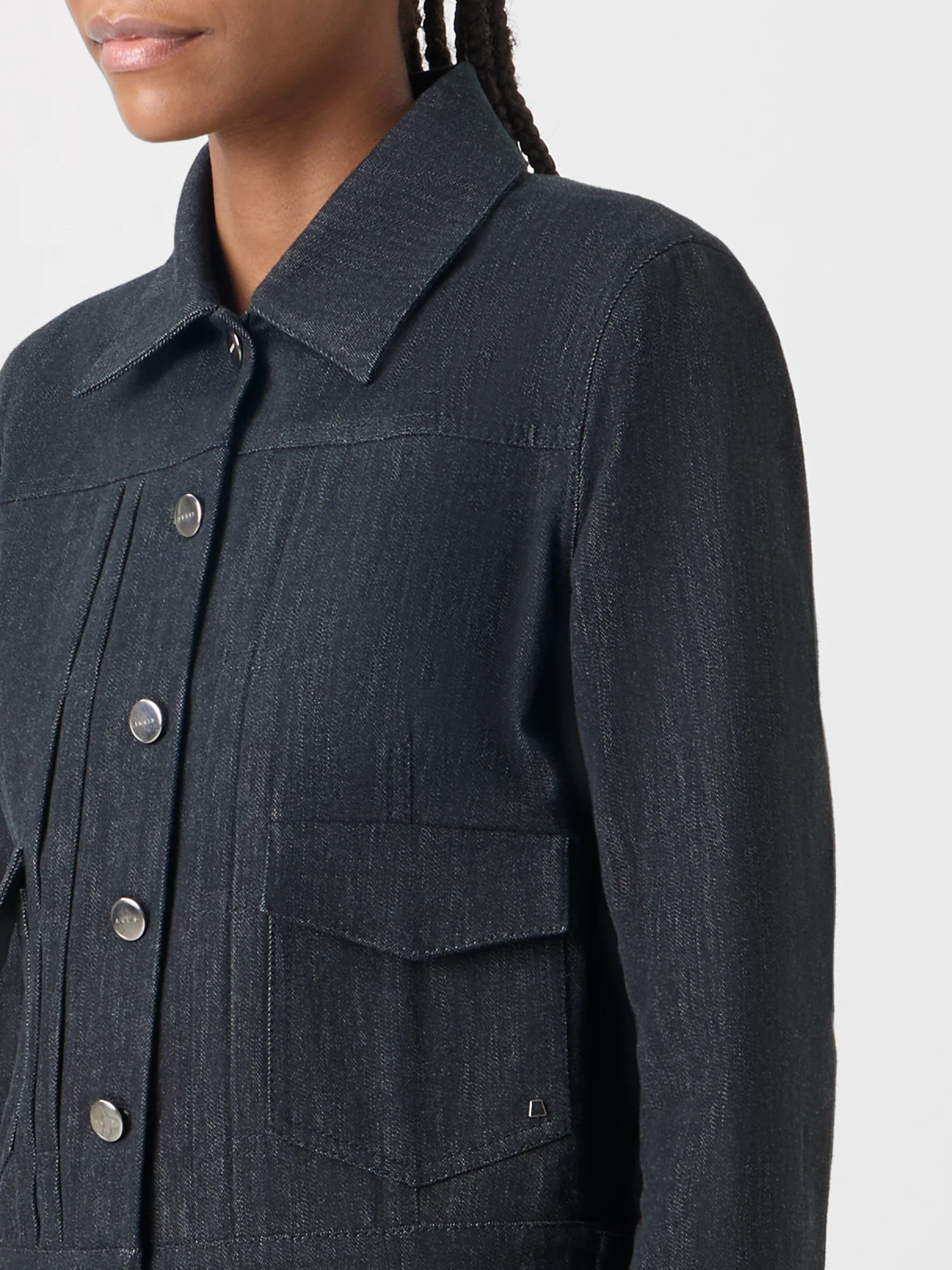 Hilbert Short Cotton Denim Jacket with Patch Pockets - Image 4