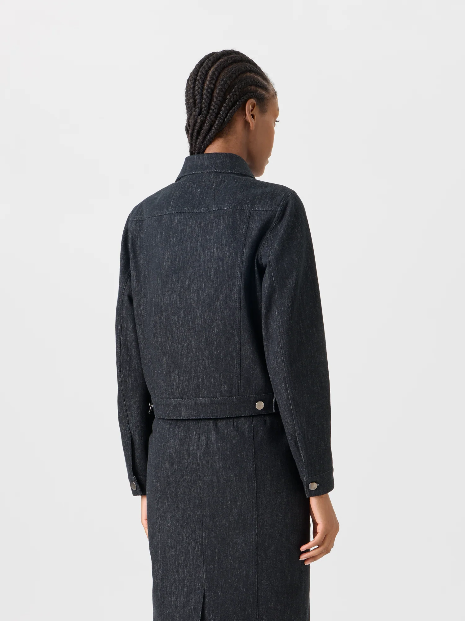 Hilbert Short Cotton Denim Jacket with Patch Pockets - Image 6