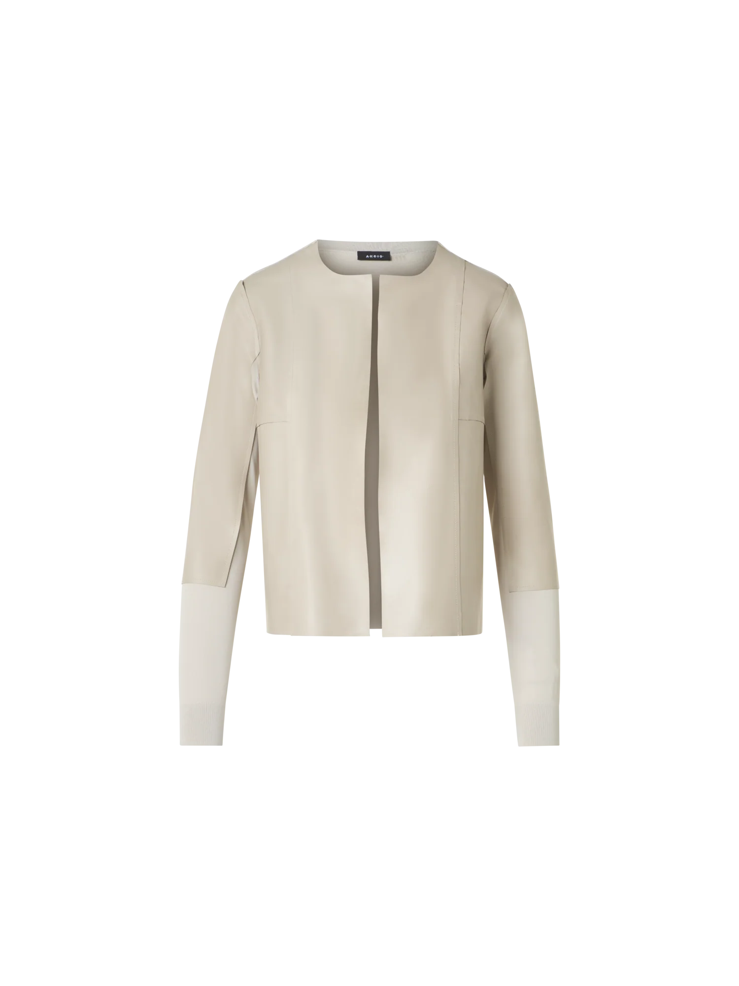 Leather Panel Knit Cardigan with Sheer Back