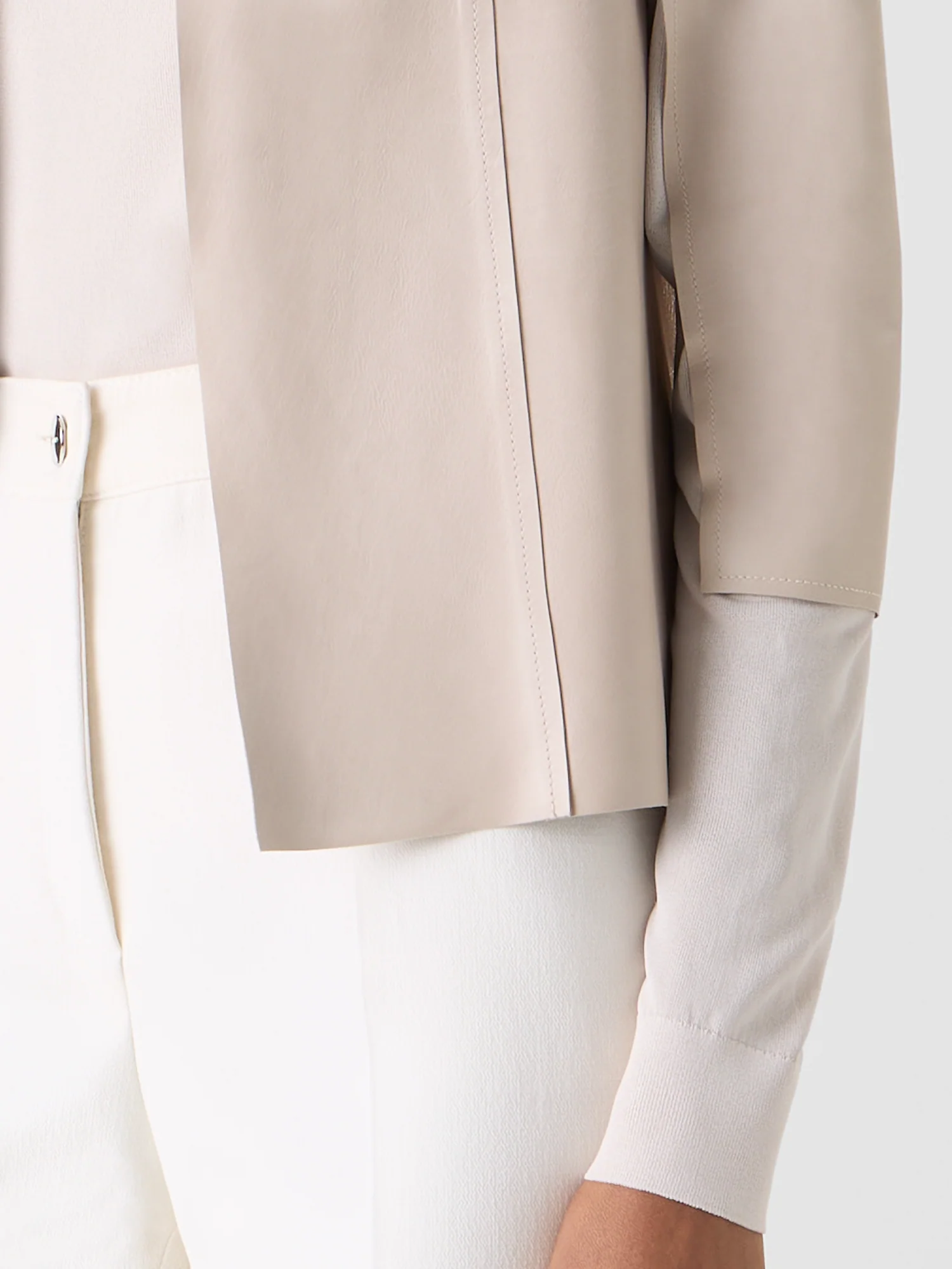 Leather Panel Knit Cardigan with Sheer Back - Image 5