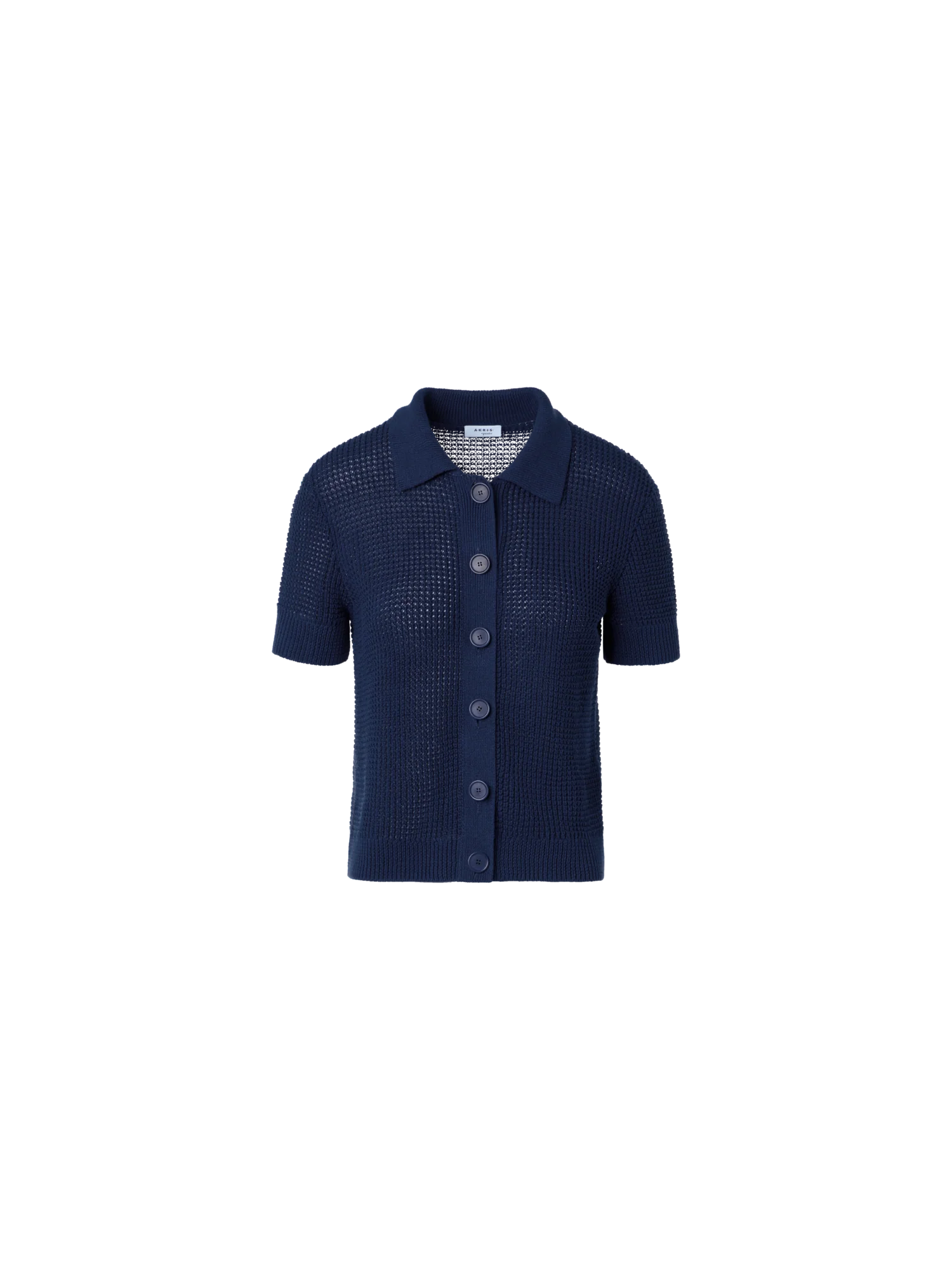 Linen-Cotton Short-Sleeve Knit Cardigan