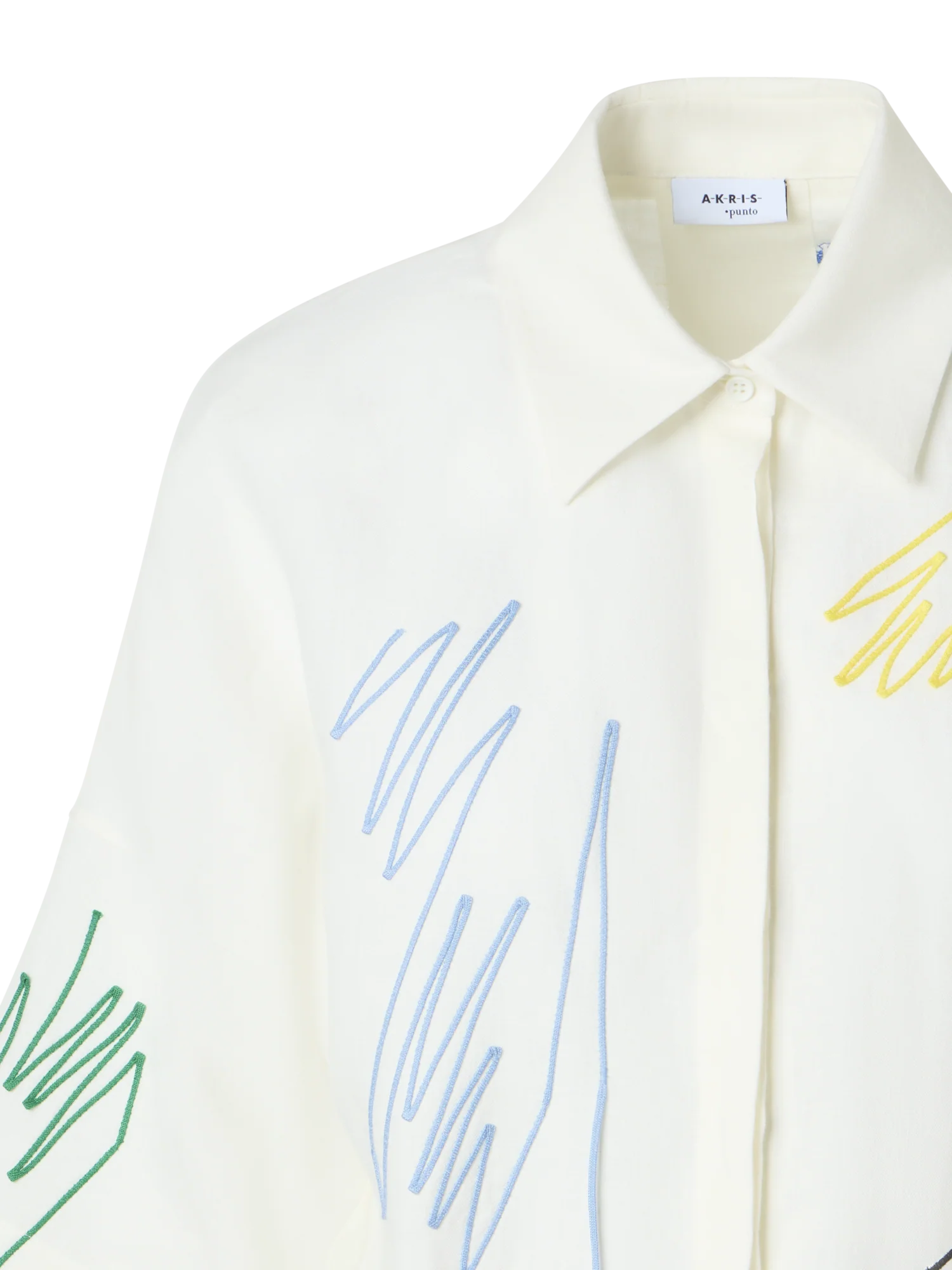 Linen Cropped Blouse with Scribble Application - Image 2