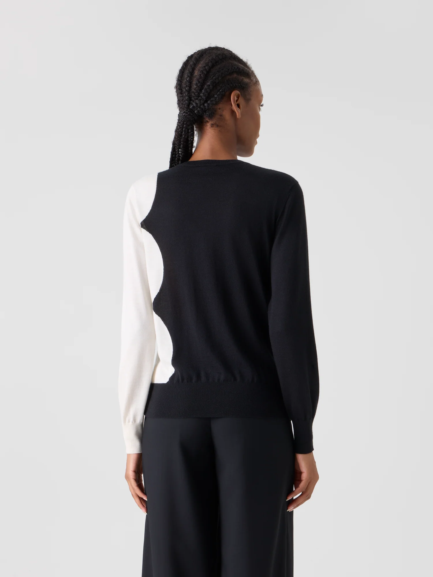 Long Sleeve Cashmere Silk Cloud Intarsia Sweater - Image 6