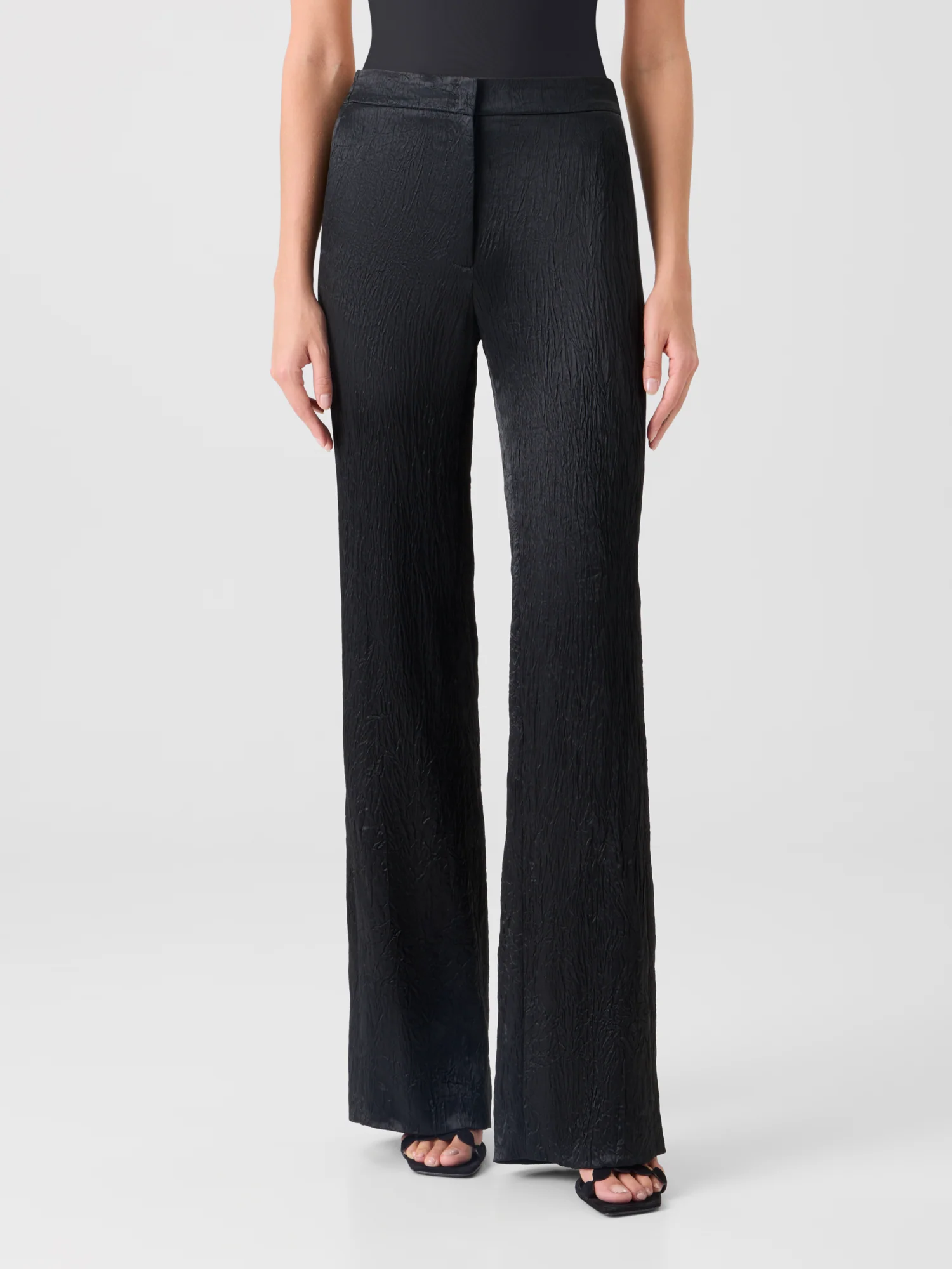 Marla Elastic Waist Crinkled Satin Straight Pants - Image 3