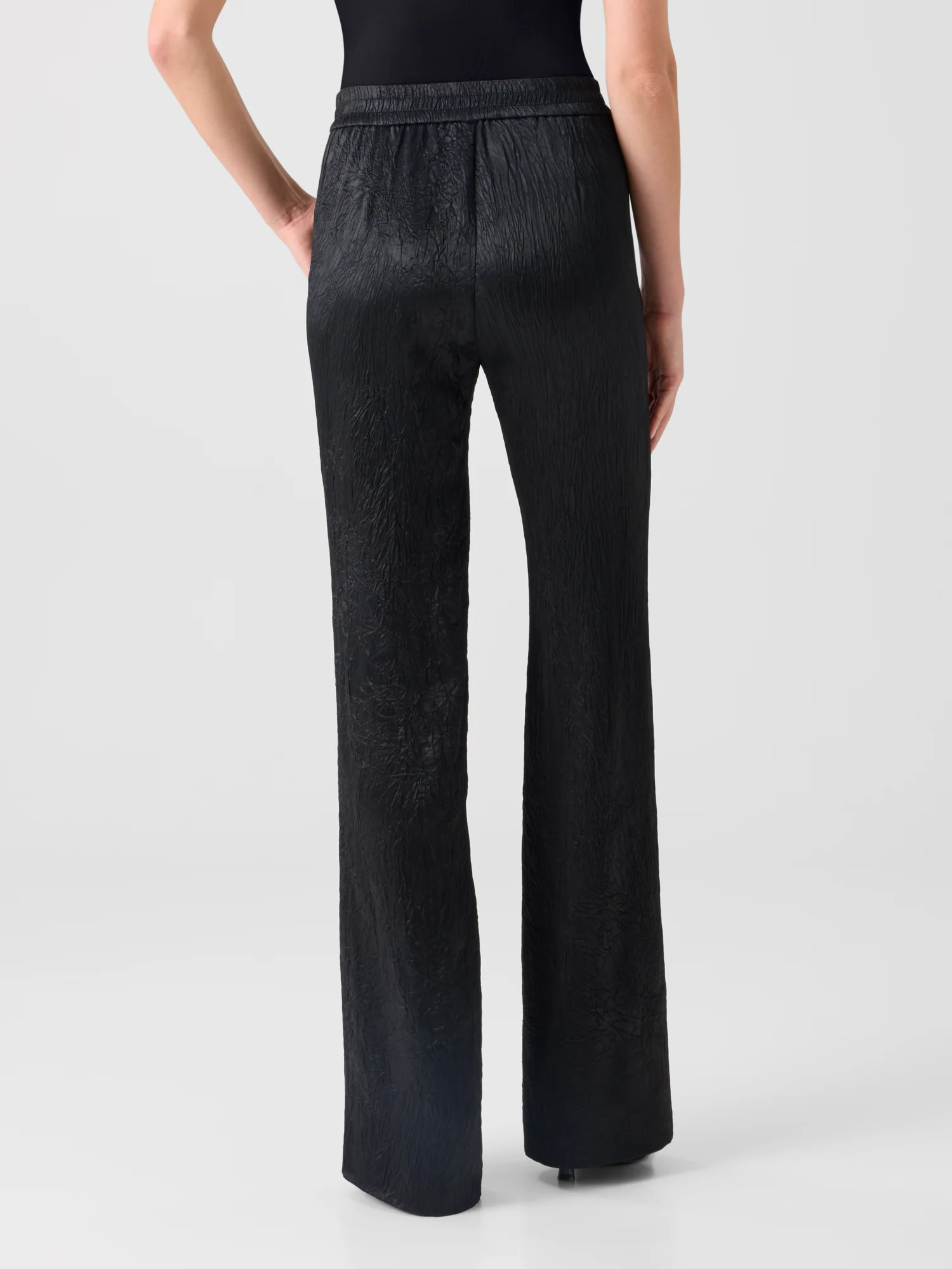 Marla Elastic Waist Crinkled Satin Straight Pants - Image 6