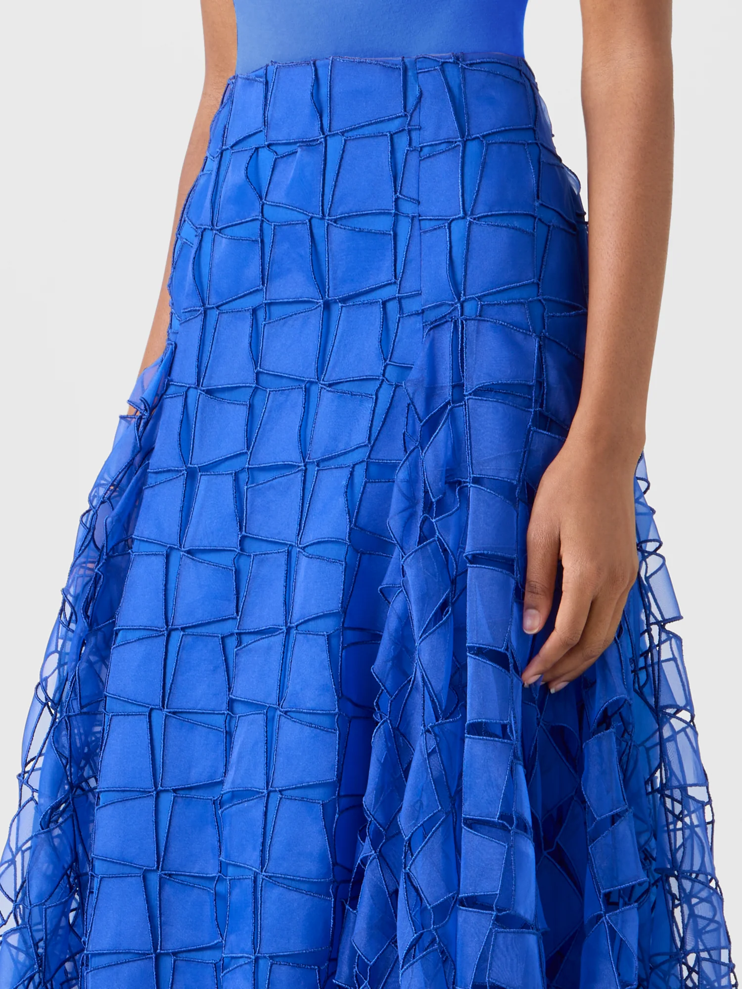 Maxi Skirt with Tapezoid Organza Embroidery - Image 5