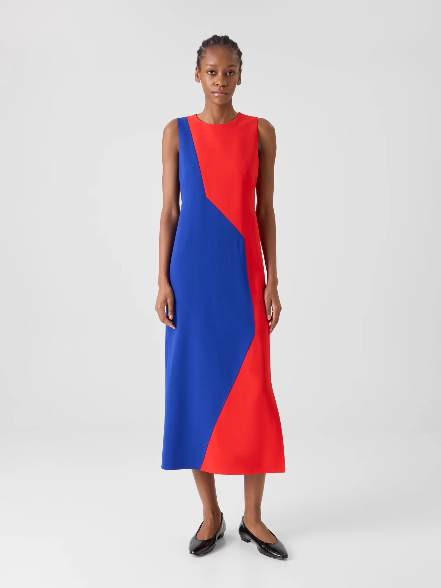 Midi Sheath Dress with Polygon Patchwork - Image 2