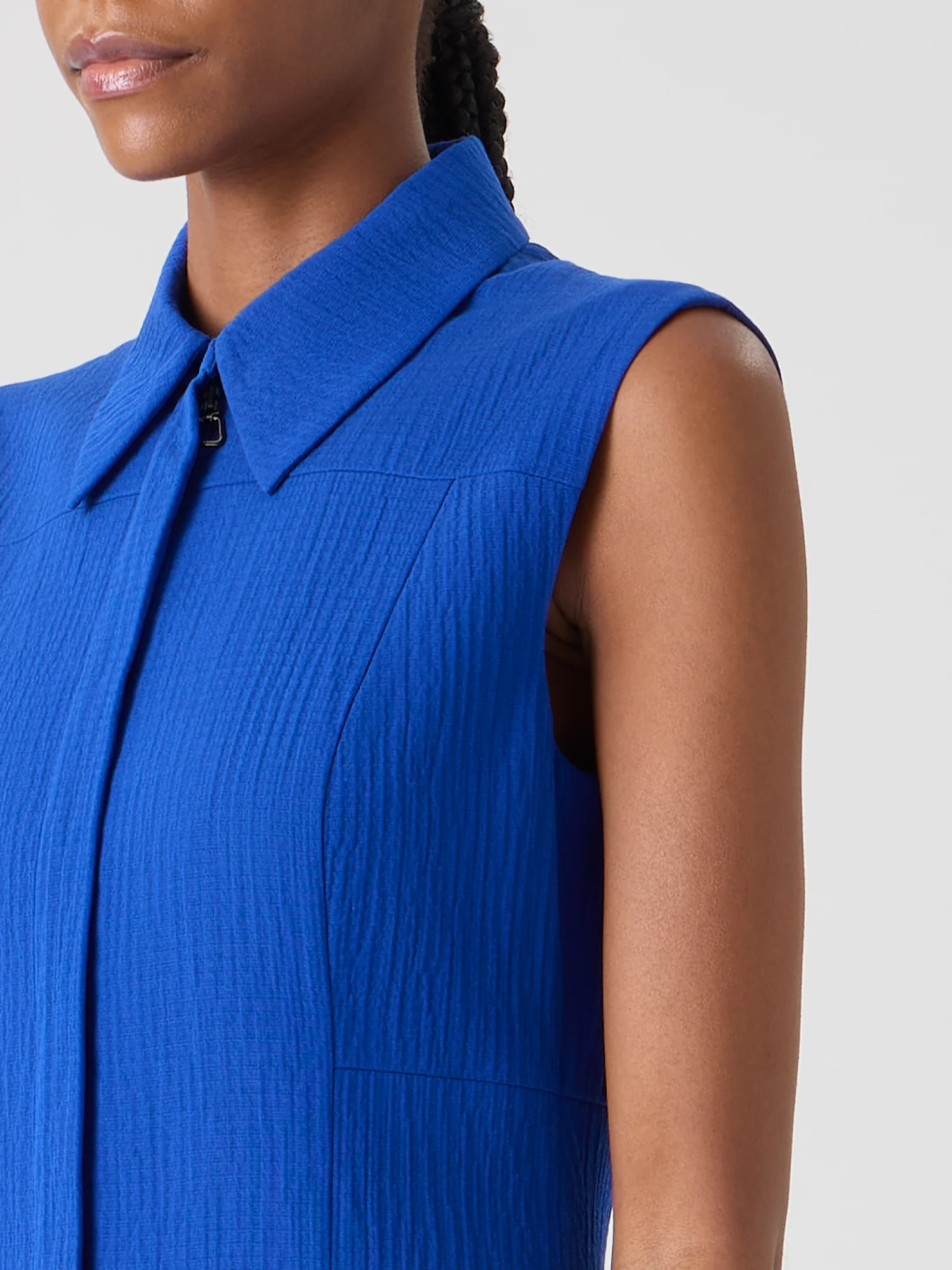 Midi Shirt Dress in Structured Cotton Silk - Image 3