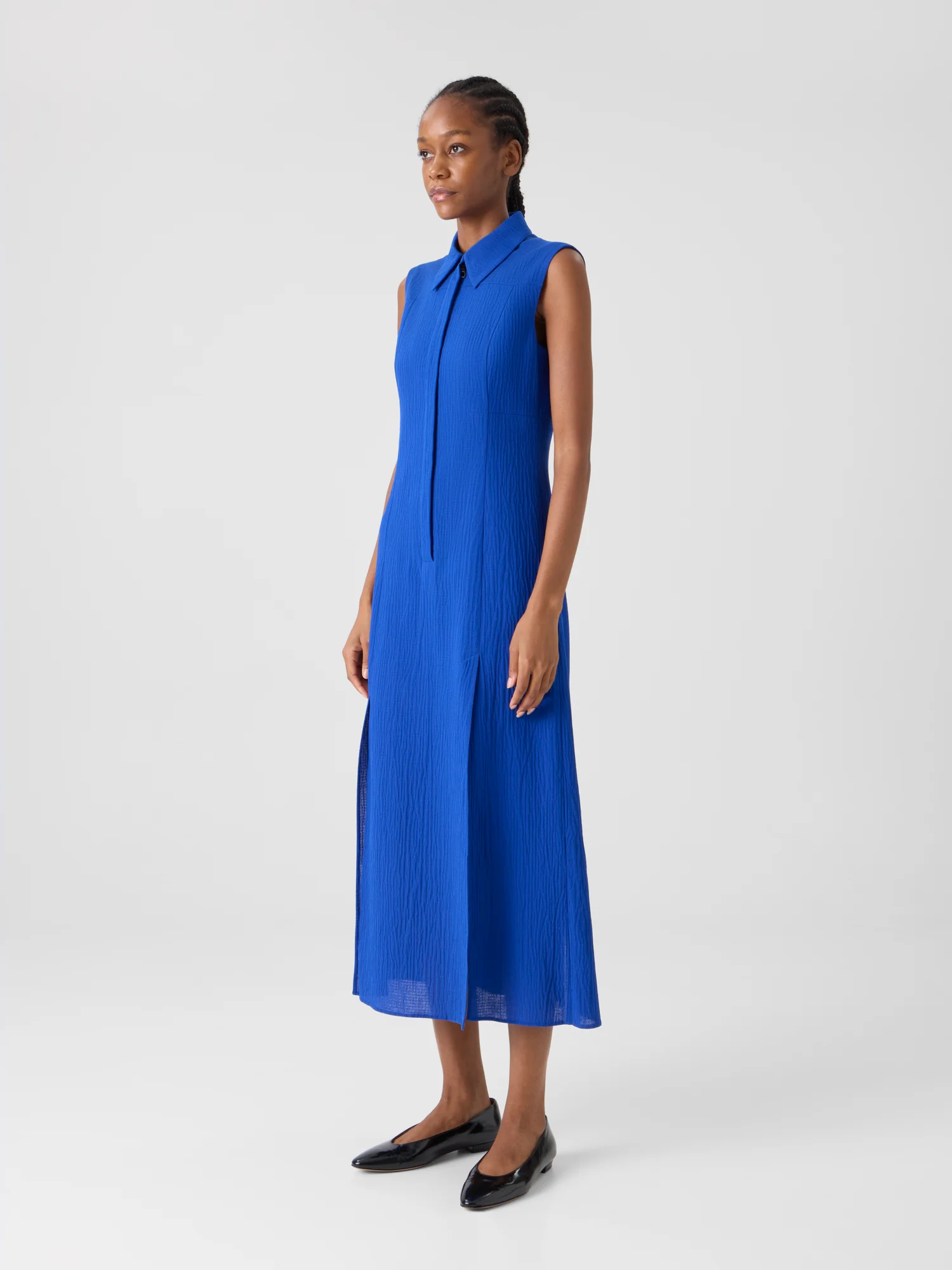 Midi Shirt Dress in Structured Cotton Silk - Image 5