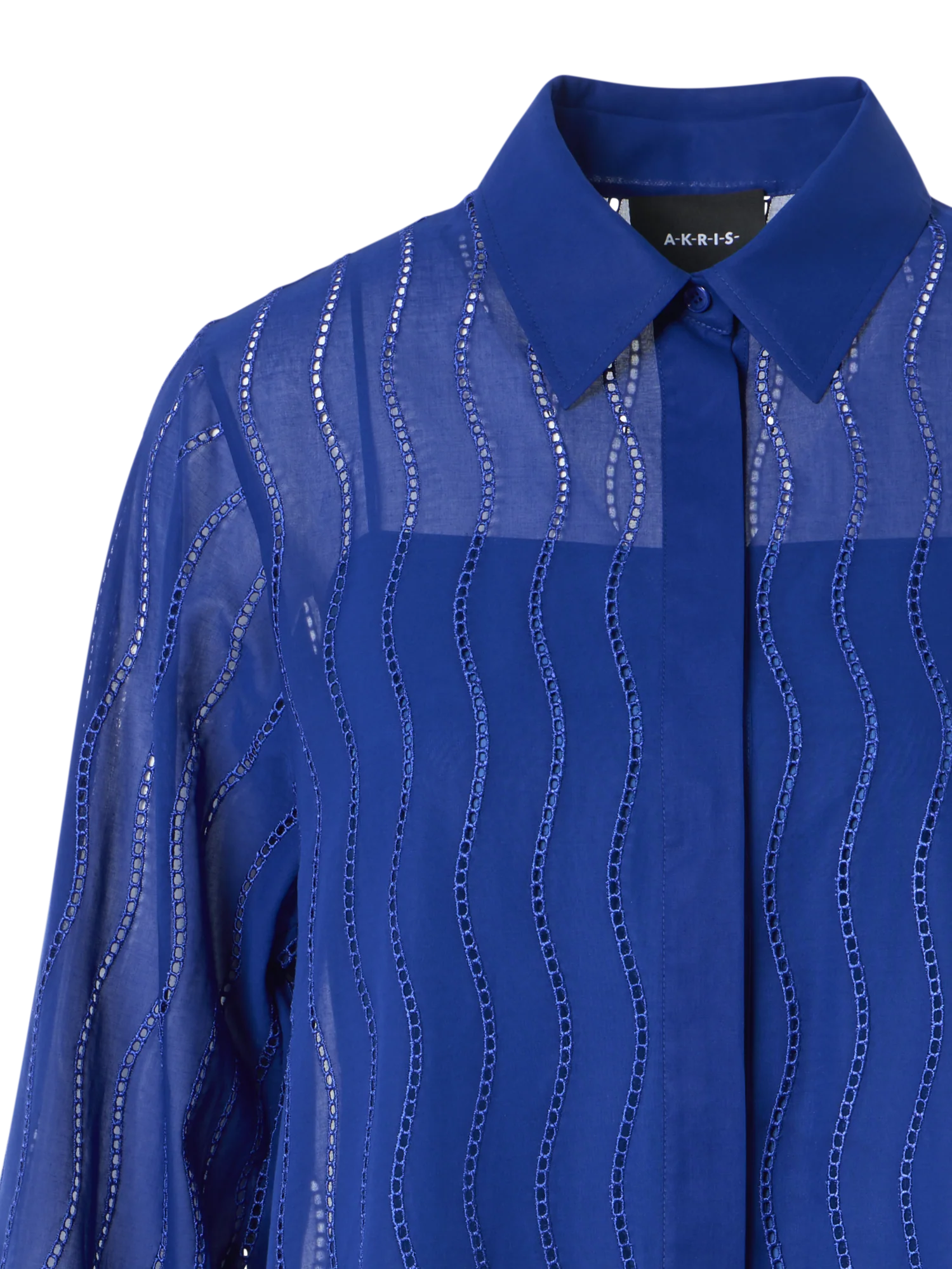 Midi Shirt Dress with Wave Embroidery - Image 3