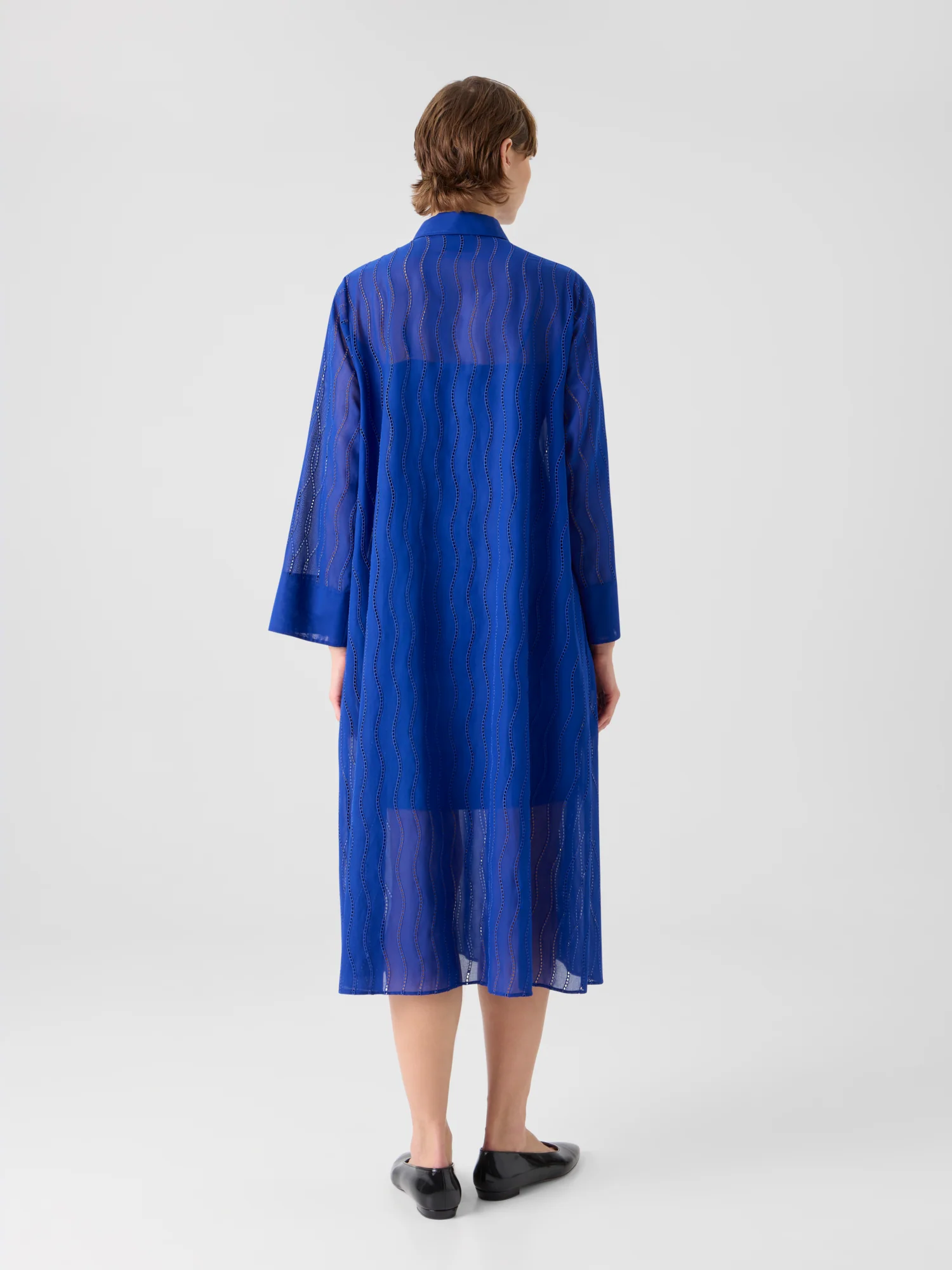 Midi Shirt Dress with Wave Embroidery - Image 6