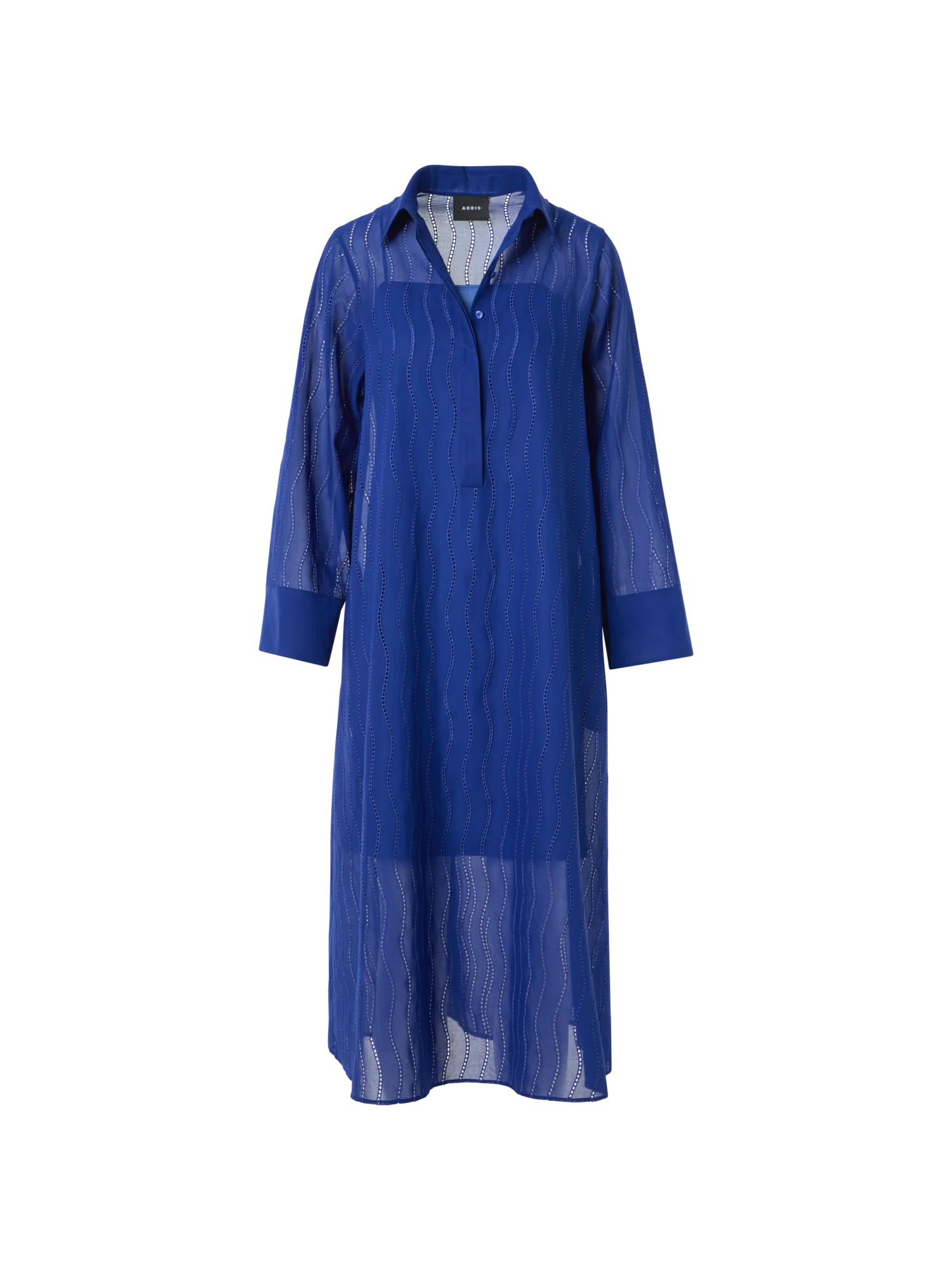Midi Shirt Dress with Wave Embroidery - Image 8