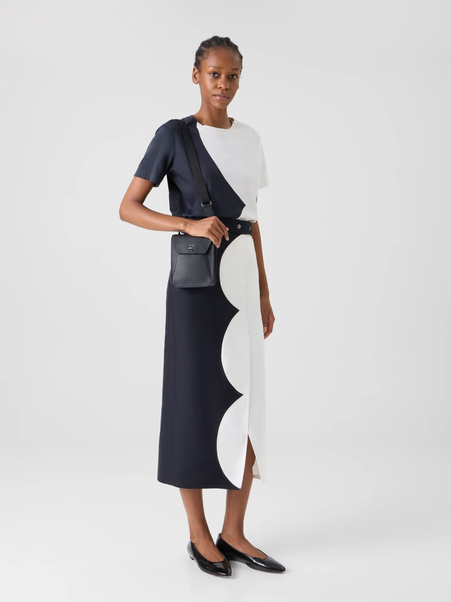 Midi Skirt with Wrap Look and Cloud Print - Image 2