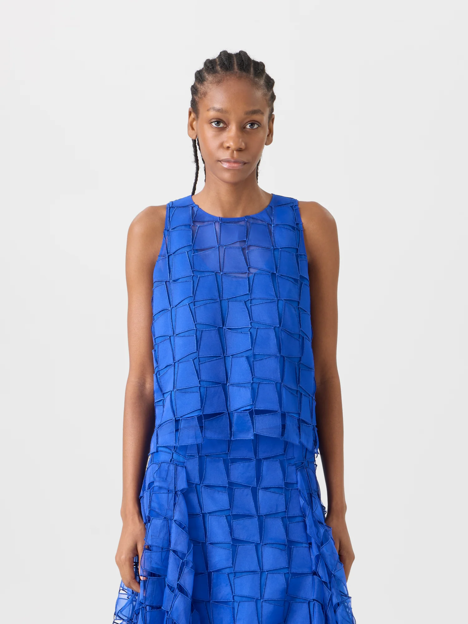 Organza Trapezoid Embroidery Blouse - Image 2