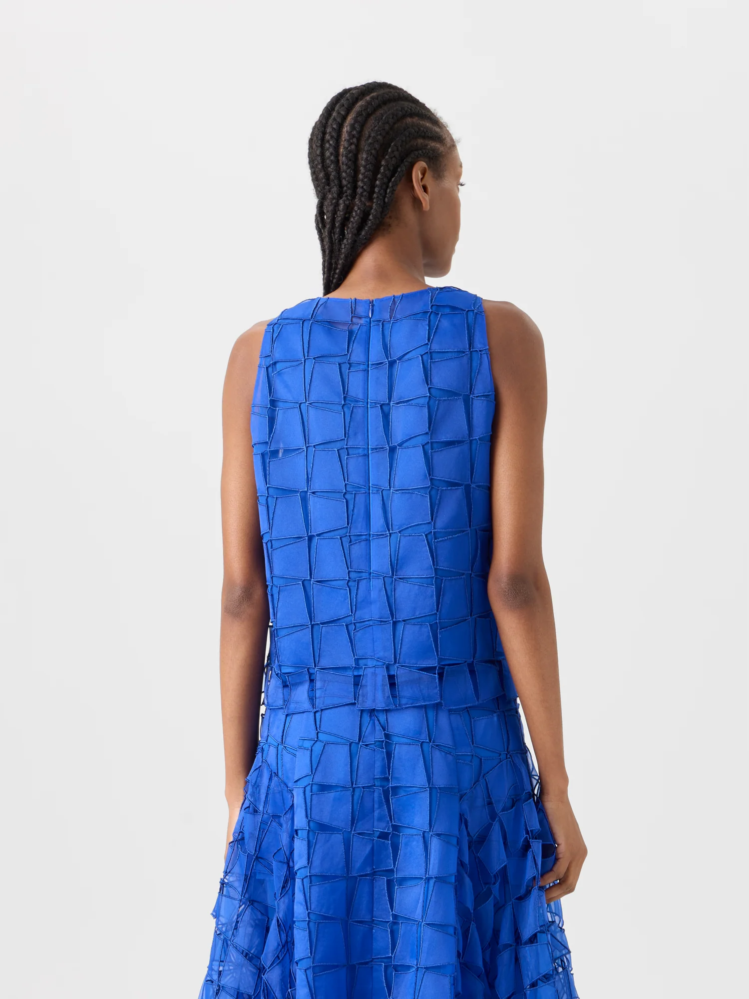 Organza Trapezoid Embroidery Blouse - Image 5