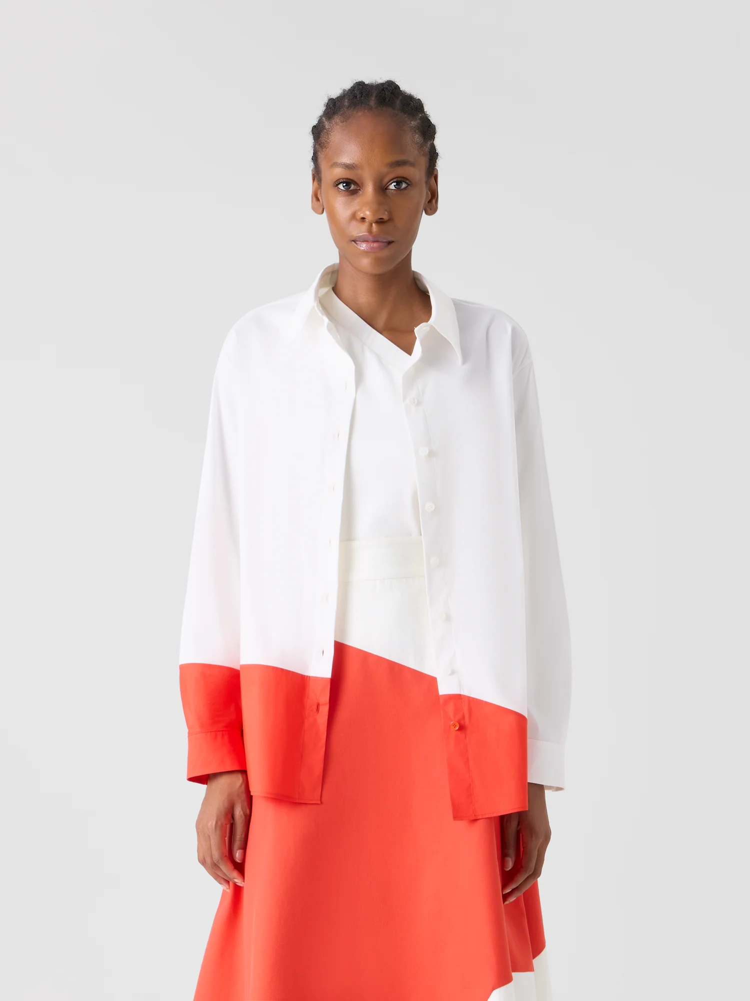 Oversize Cotton Blouse with Poligon Patchwork - Image 2