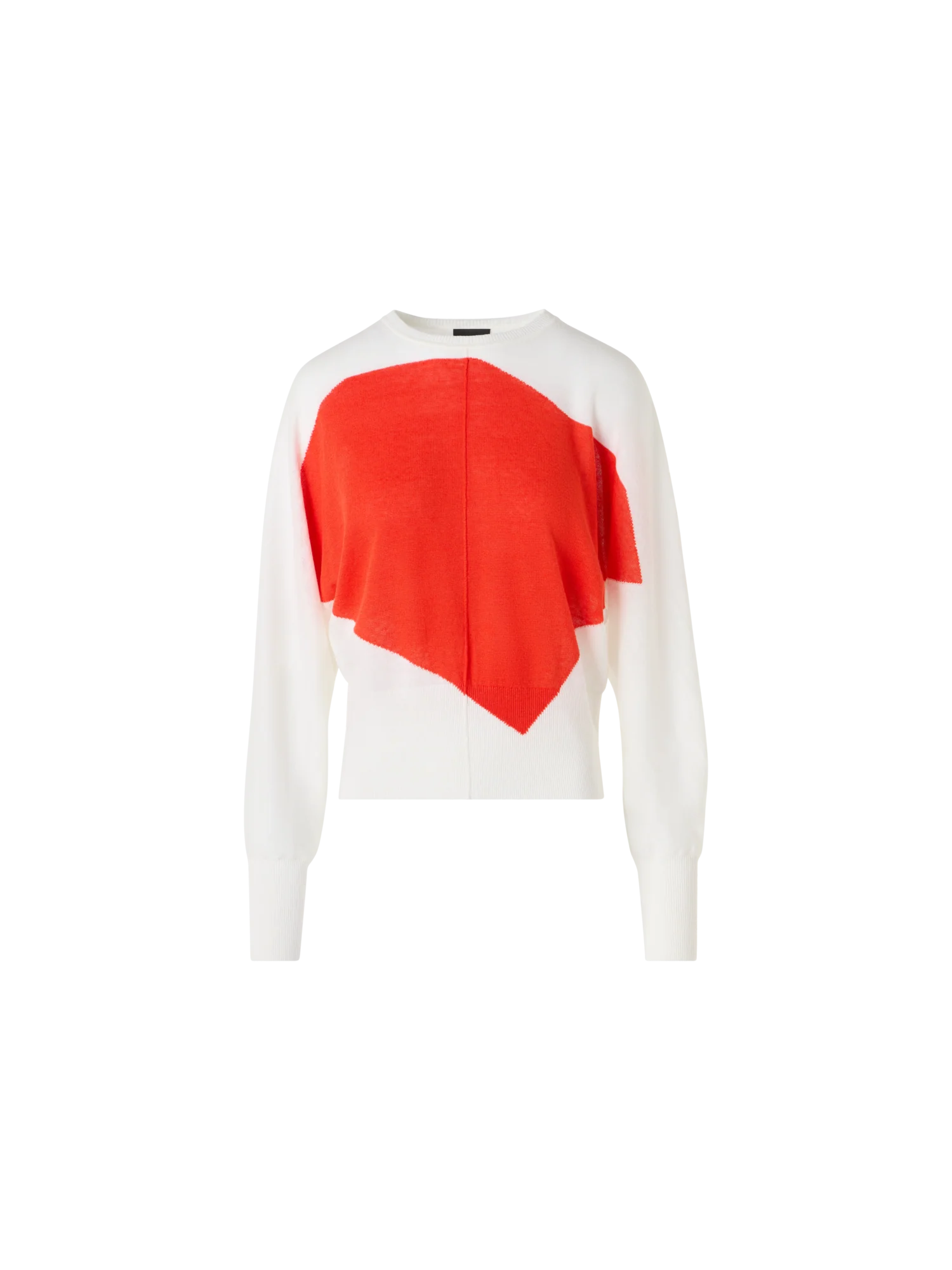 Oversize Linen Cotton Sweater with Polygon Intarsia