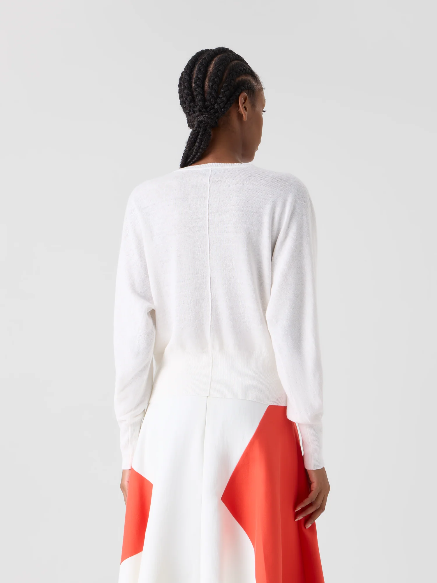 Oversize Linen Cotton Sweater with Polygon Intarsia - Image 7