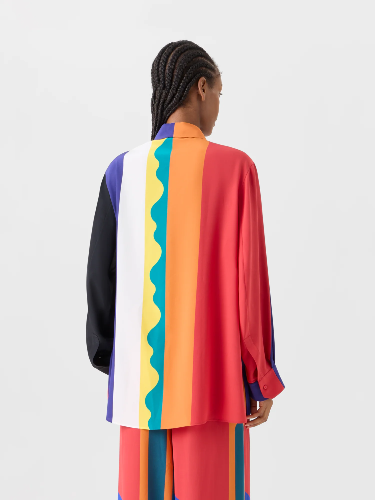 Oversize Silk Blouse with Paravent Print - Image 6