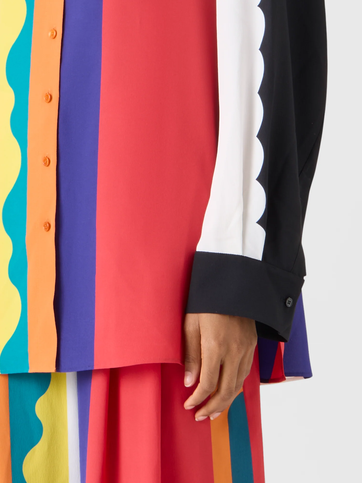 Oversize Silk Blouse with Paravent Print - Image 8