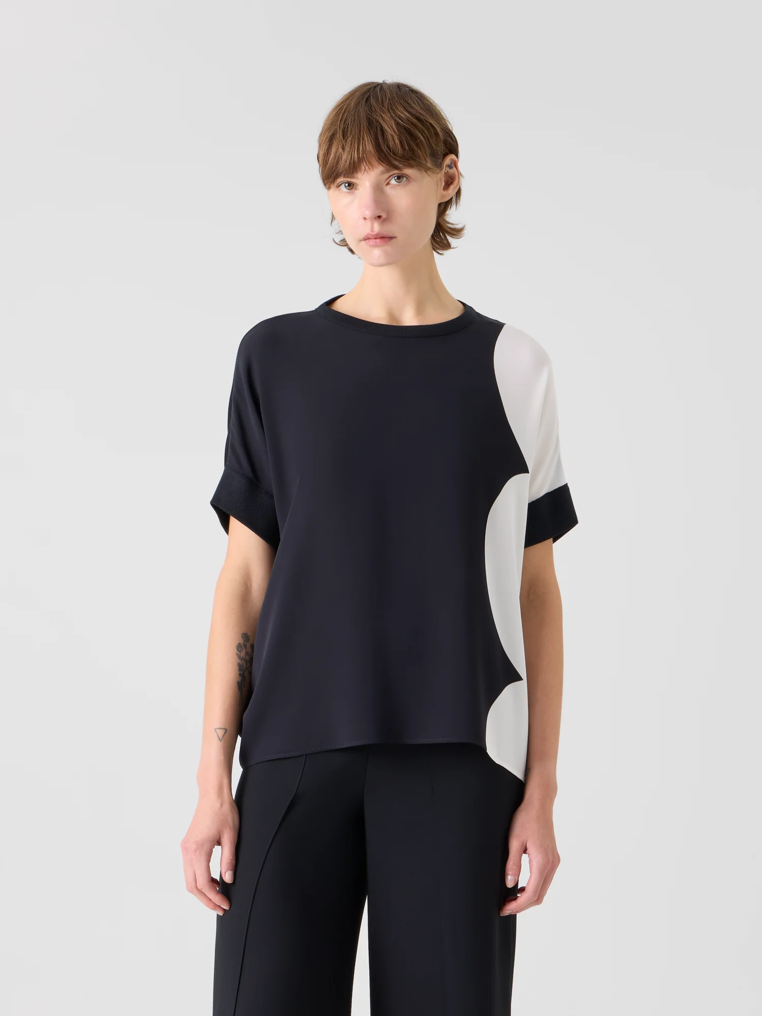 Oversized Silk Sweater with Cloud Print - Image 2