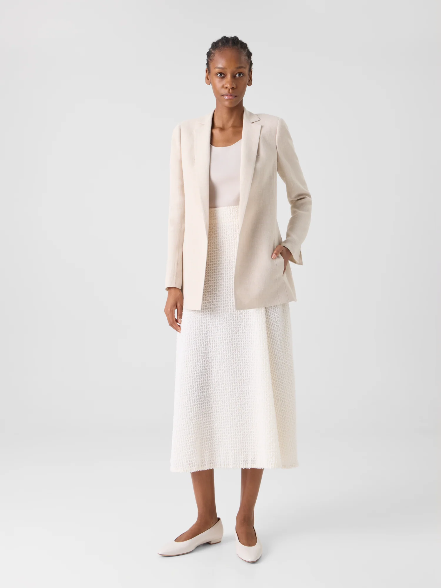 Pekka Long Jacket in Linen Wool Double-Face - Image 4