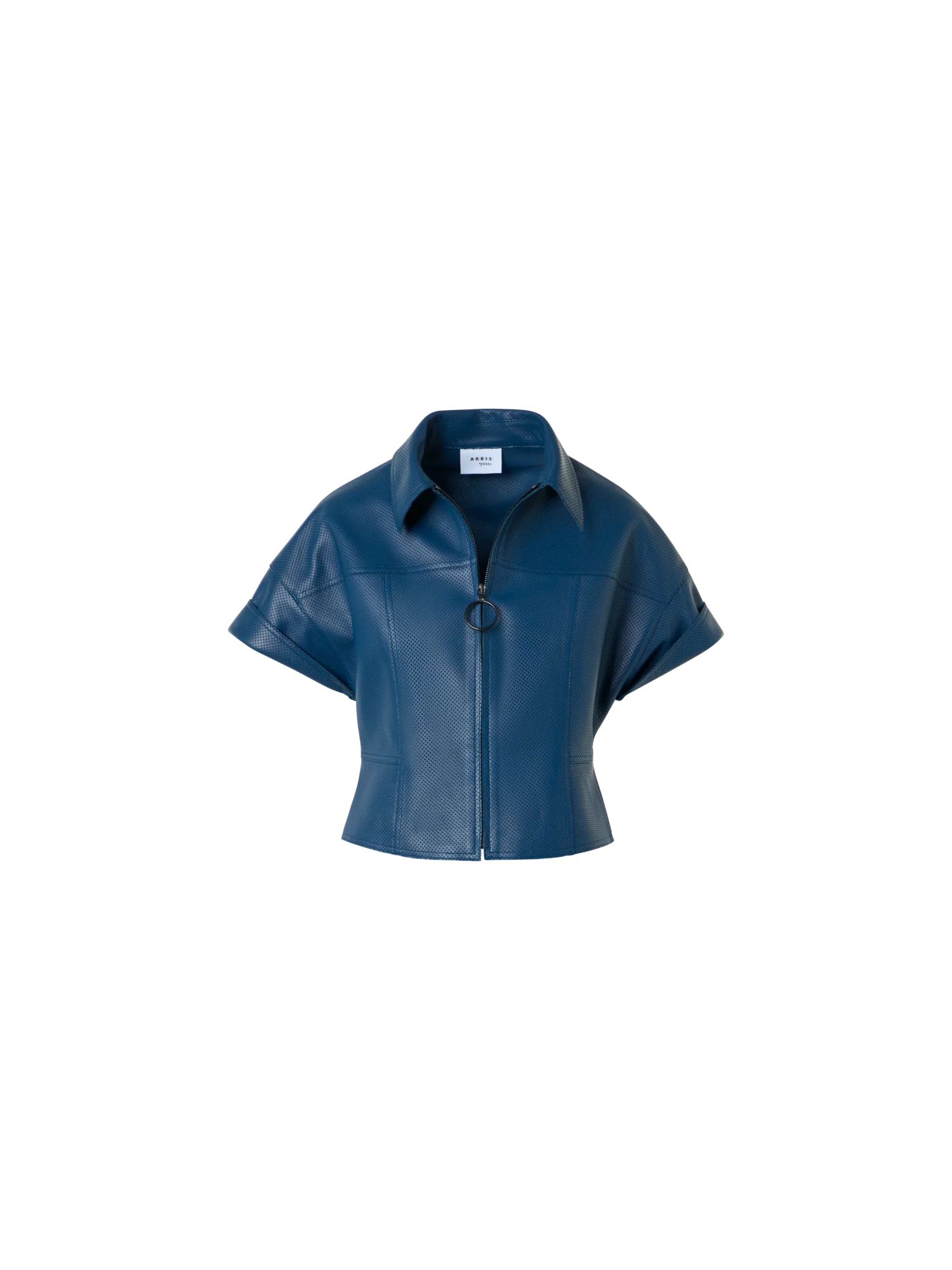 Pin Dot Nappa Leather Zip Jacket