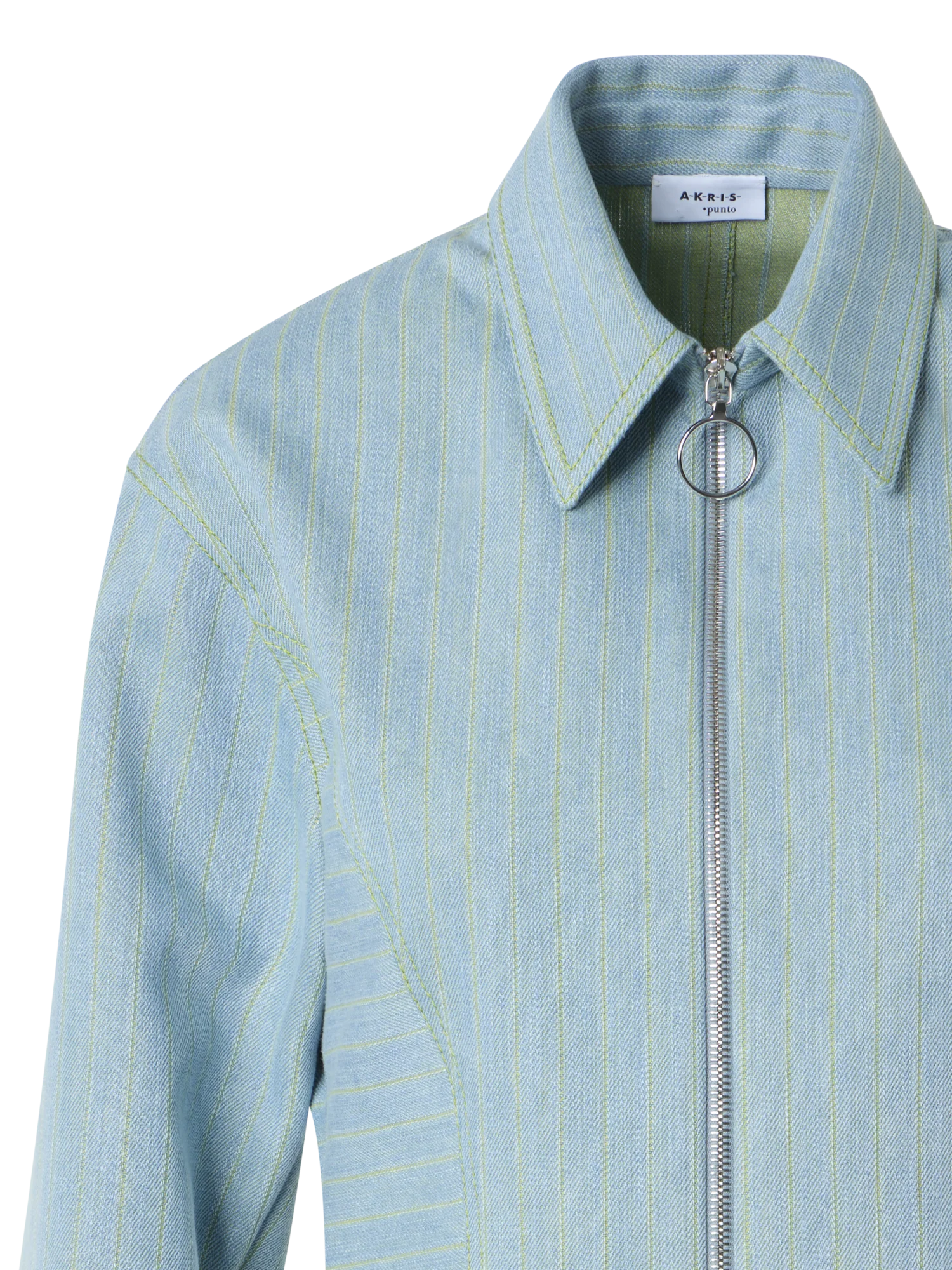 Pinstripe Denim Fitted Blouse - Image 3