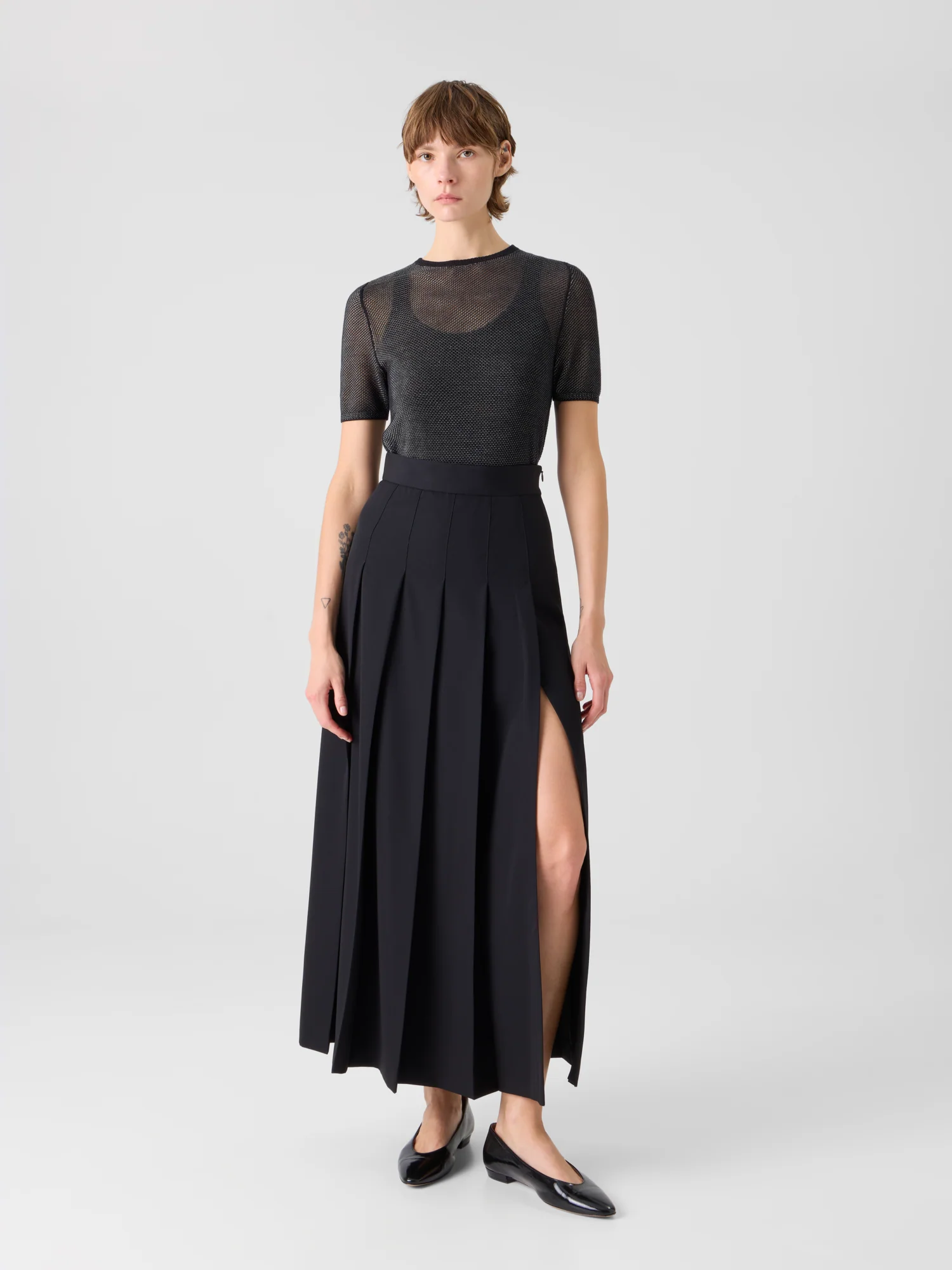 Pleated Wool Midi Skirt - Image 2