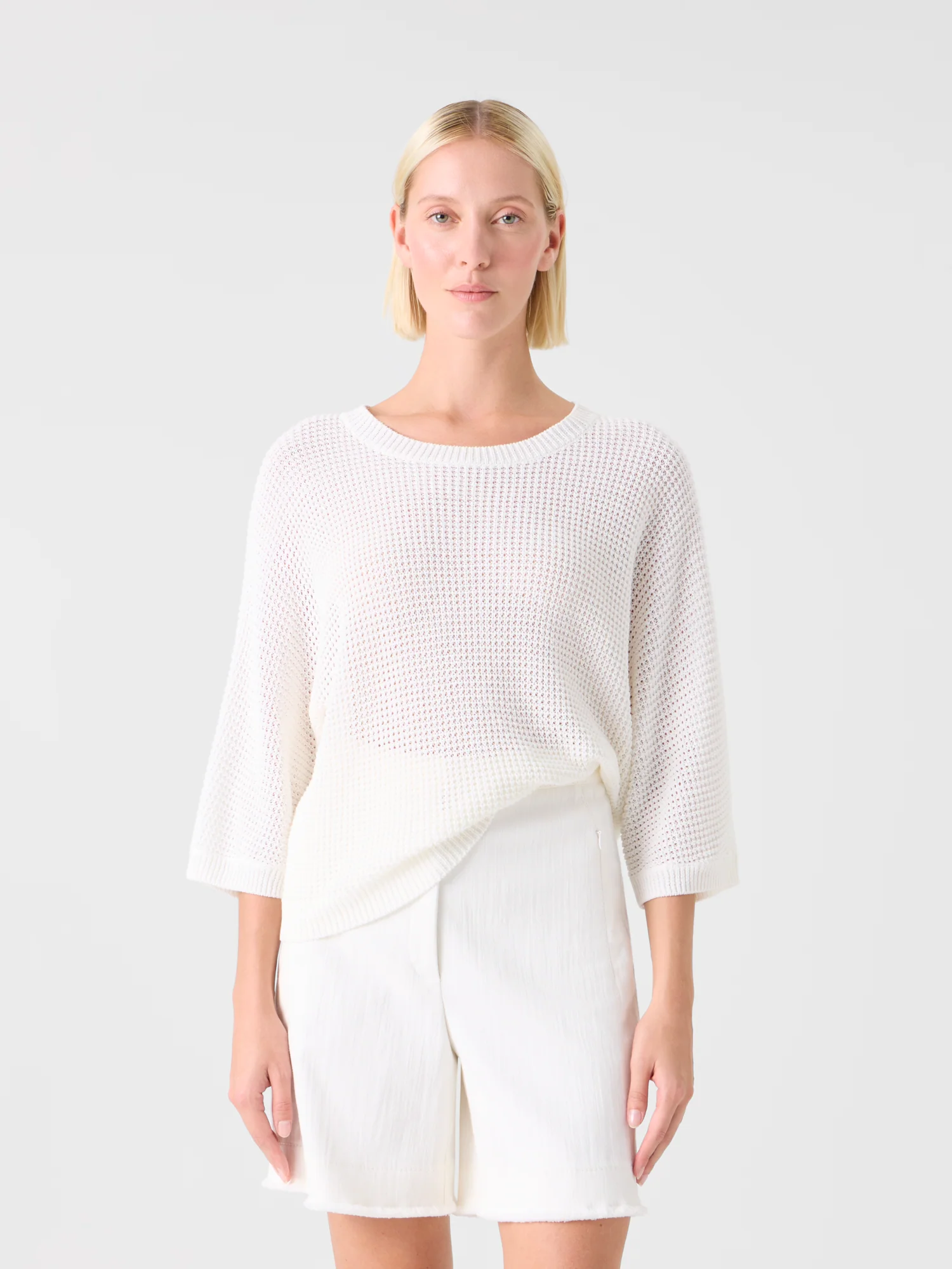 Relaxed Linen-Cotton Boxy Knit Sweater - Image 2