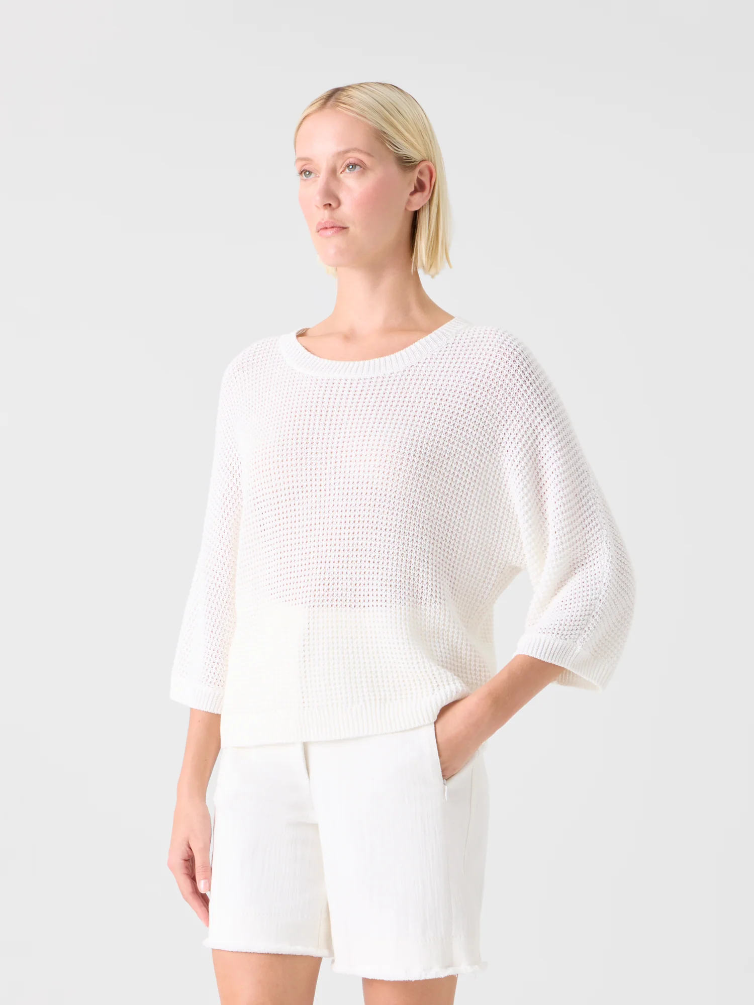 Relaxed Linen-Cotton Boxy Knit Sweater - Image 3