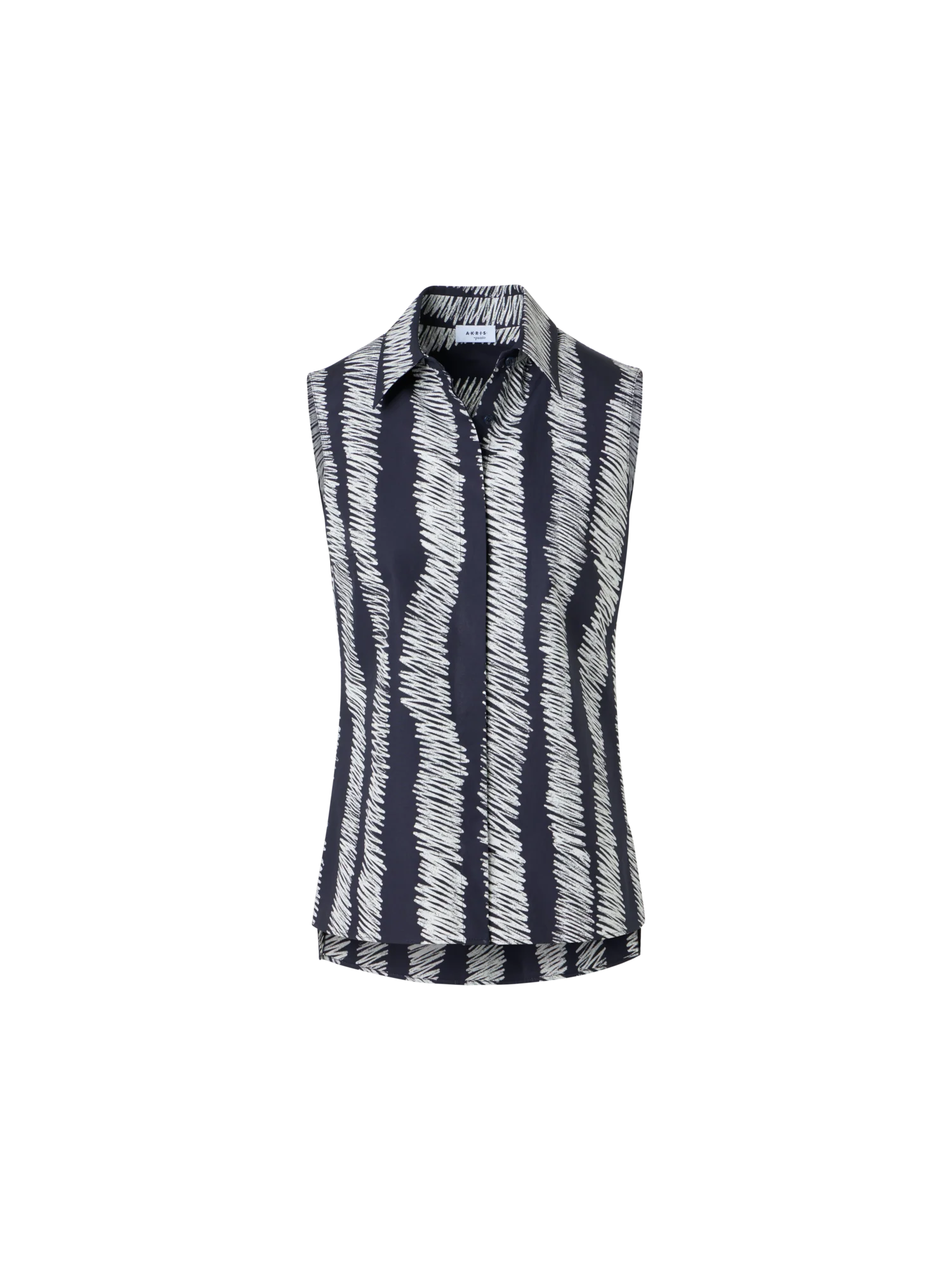 Scribble Wave Print Cotton Blouse