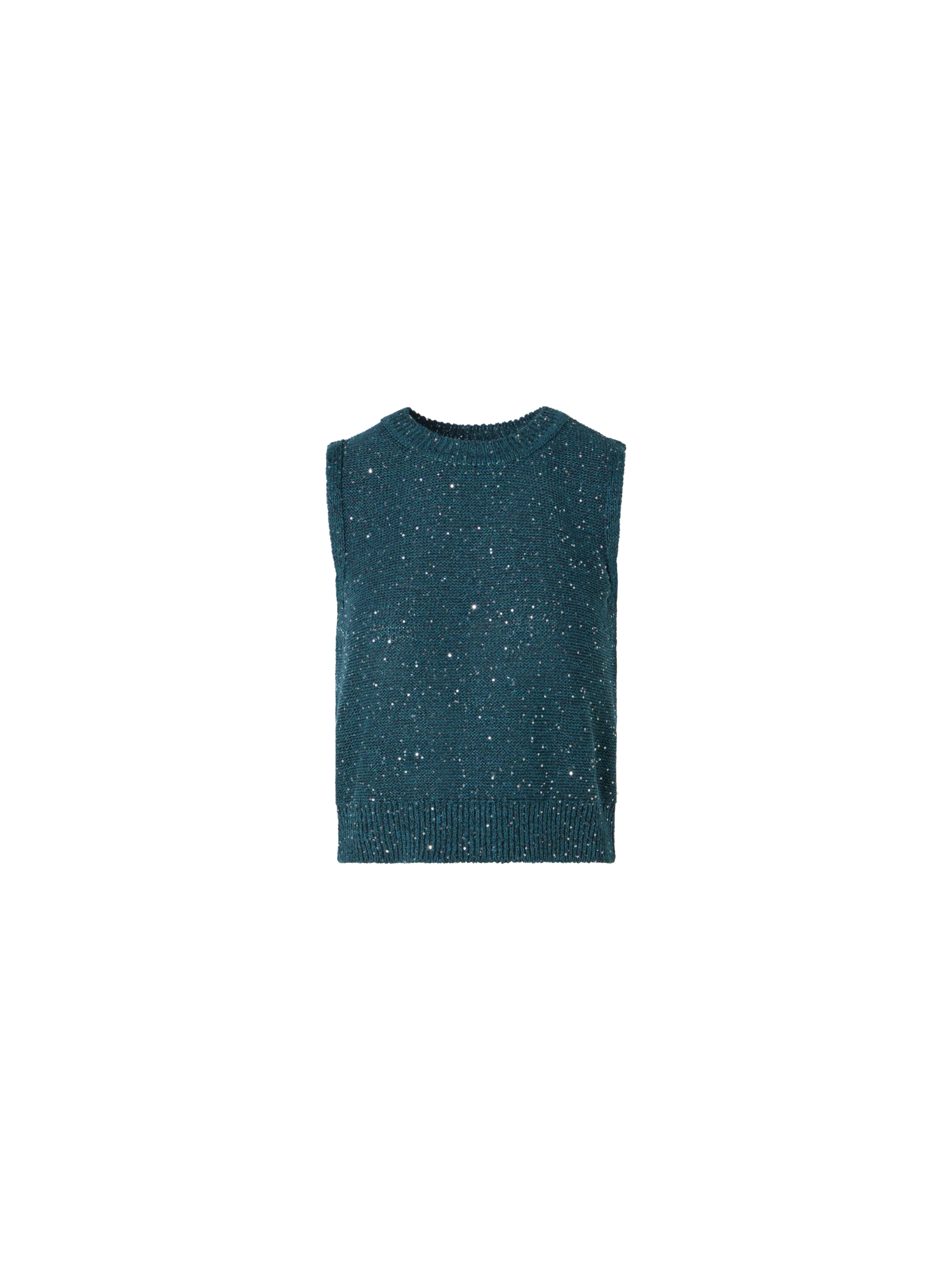 Sequined Sleeveless Linen Cotton Knit Top