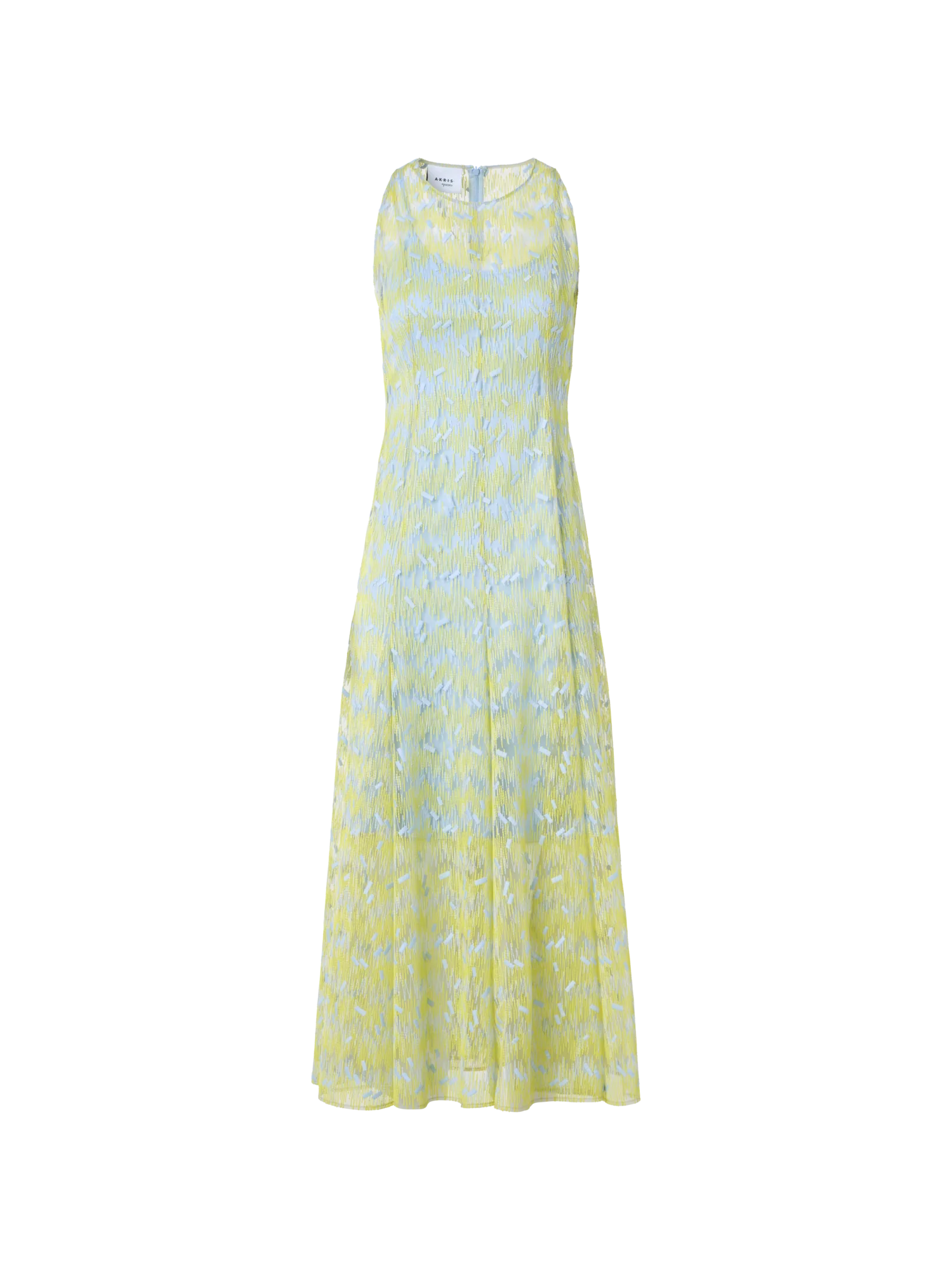 Sheer Scribble Dot Embroidered Flared Midi Dress