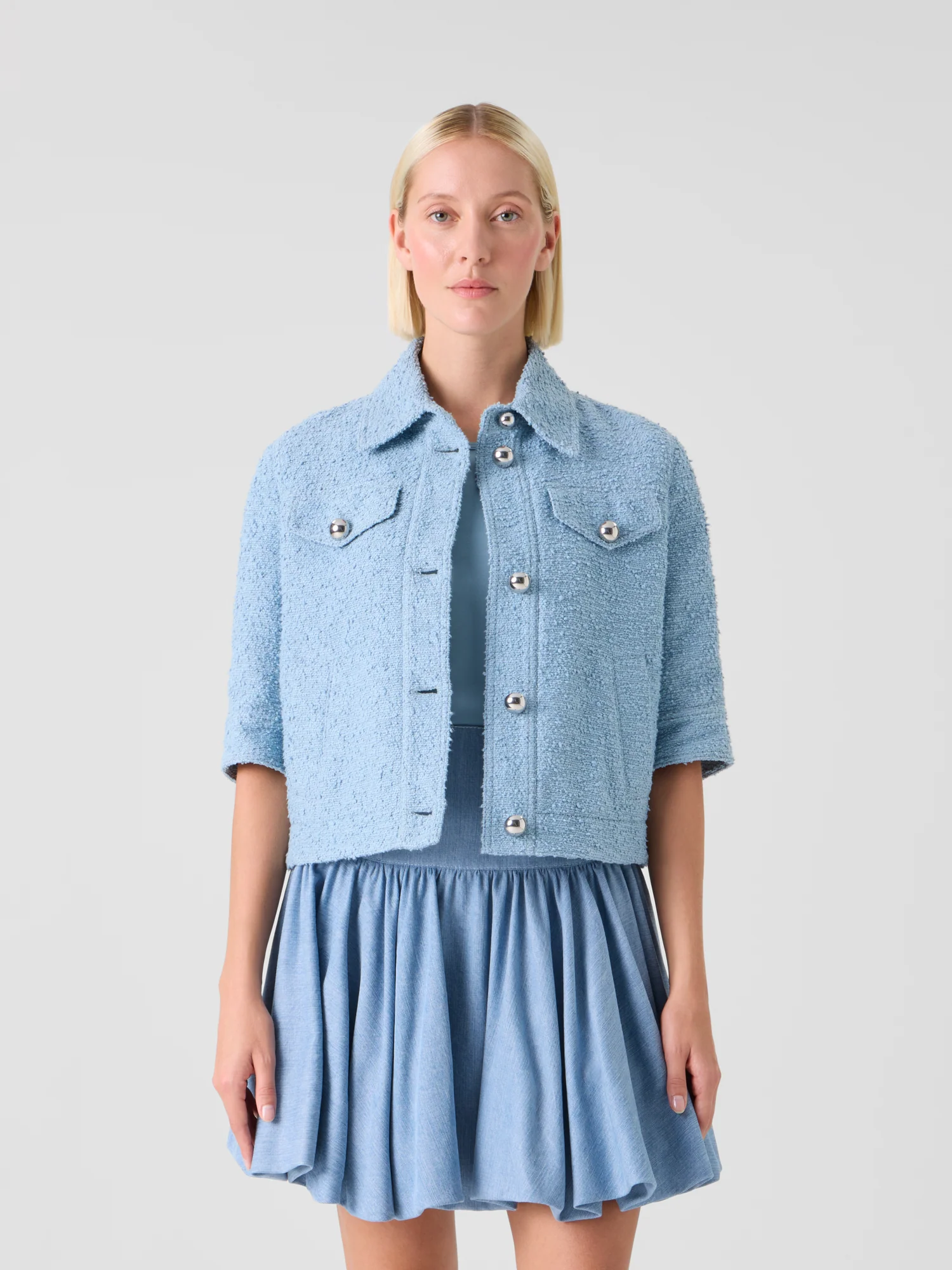 Short Bouclé Cotton Summer Jacket - Image 4