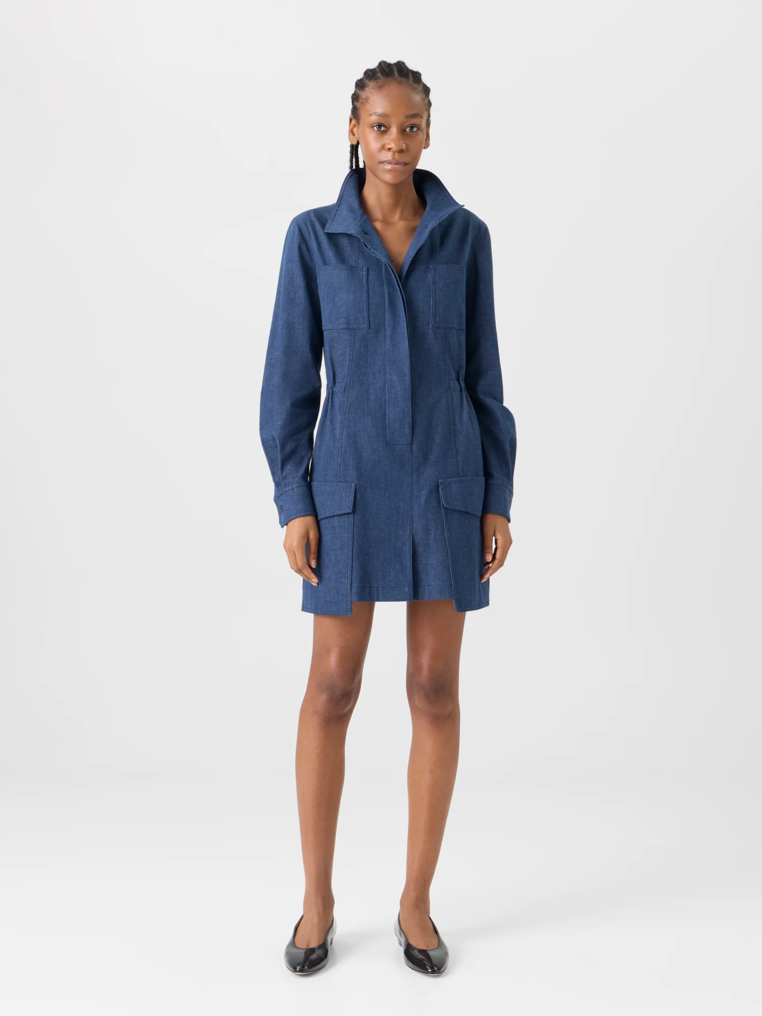 Short Dress in Sea Island Denim - Image 2